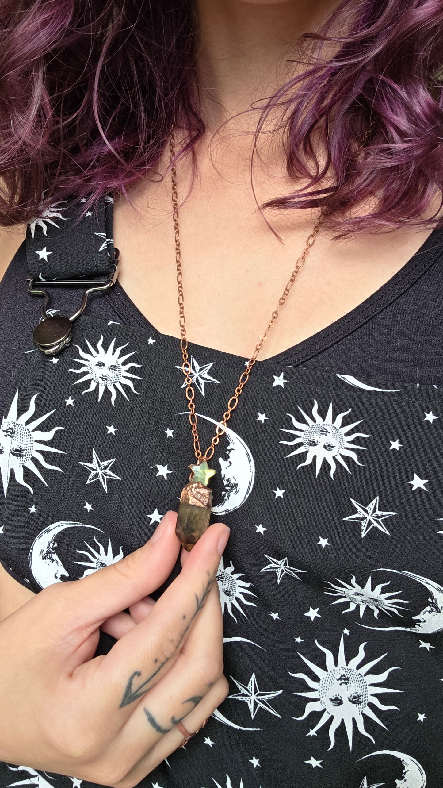 Smokey Citrine and Labradorite Star Copper Necklace
