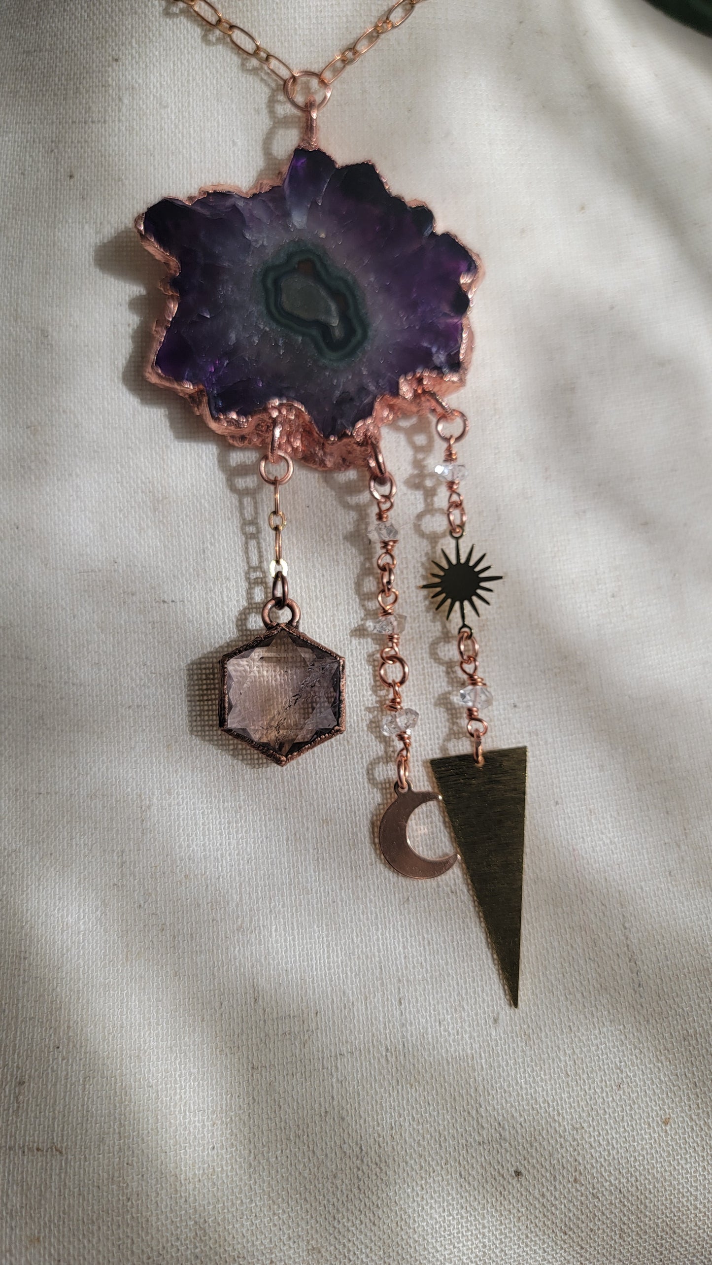 Amethyst Stalactite Copper Statement Necklace