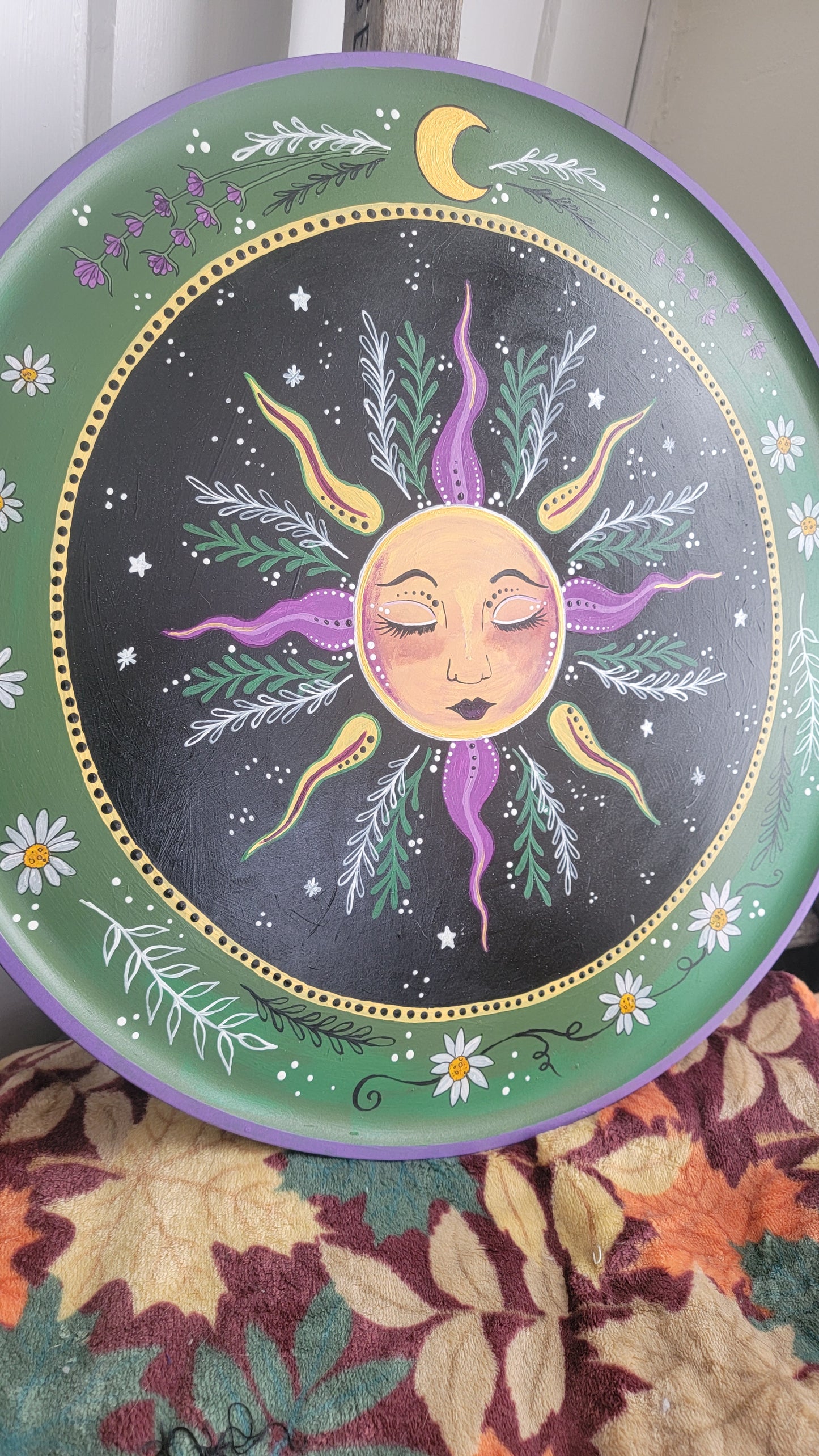Spring Sun 18" Wooden Platter in Acrylic