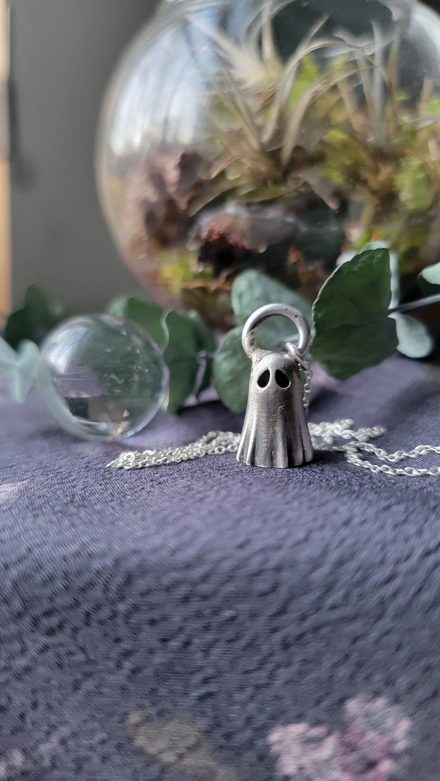 MADE TO ORDER Solid Silver sheet ghost necklace.