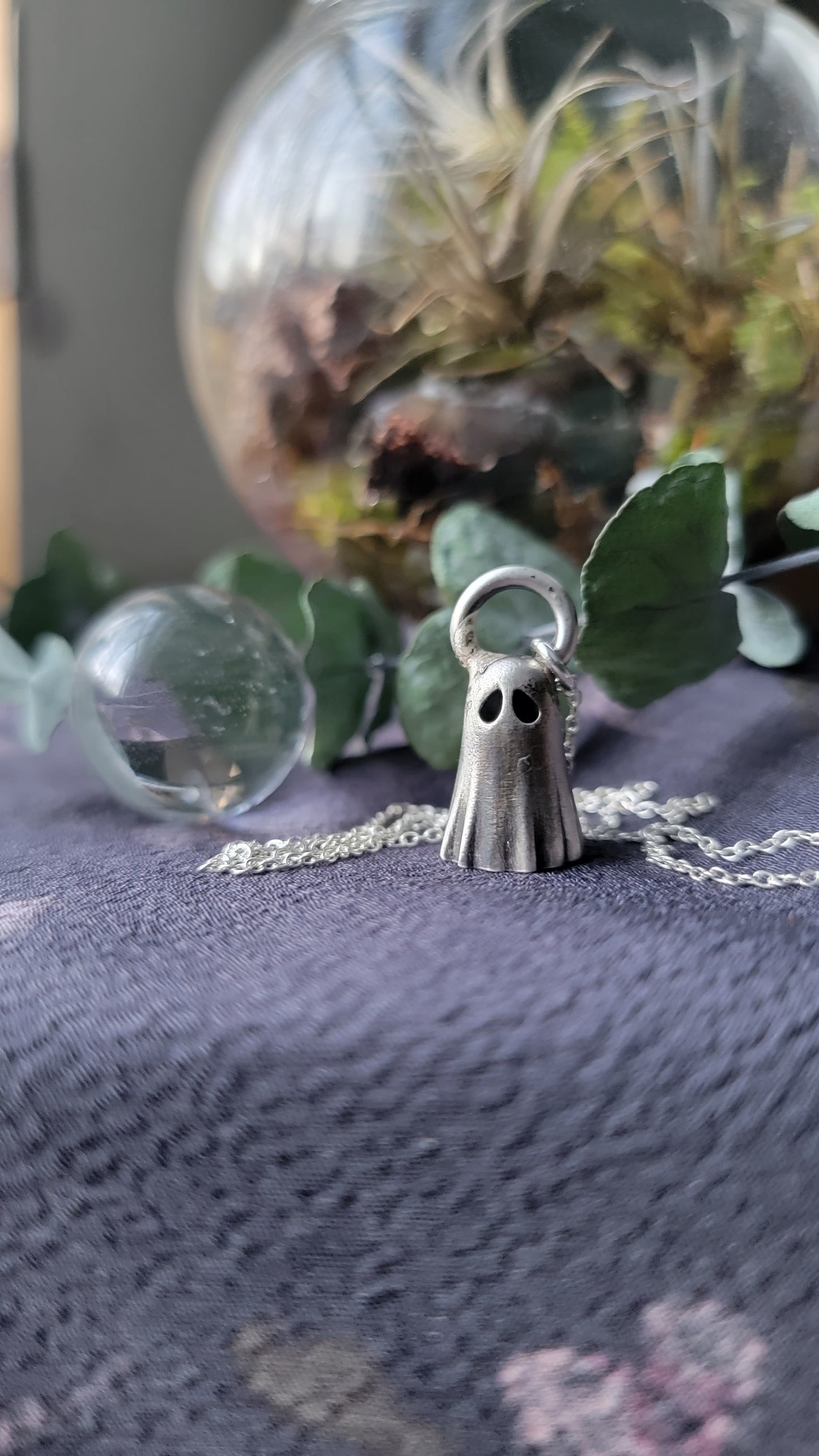 **PRE-ORDER** Solid Silver sheet ghost necklace.