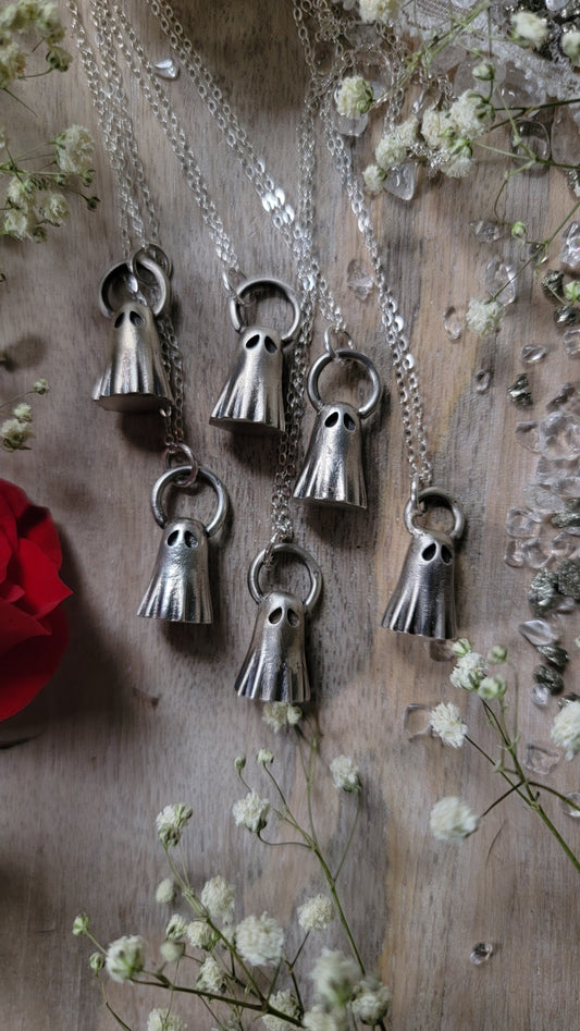 MADE TO ORDER Solid Silver sheet ghost necklace.