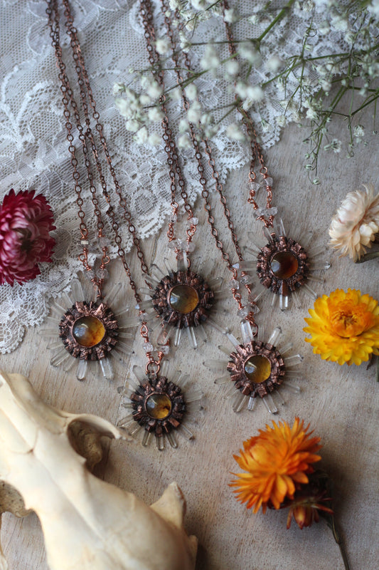 MADE TO ORDER: Mini Amber Sun Choker Copper Necklace