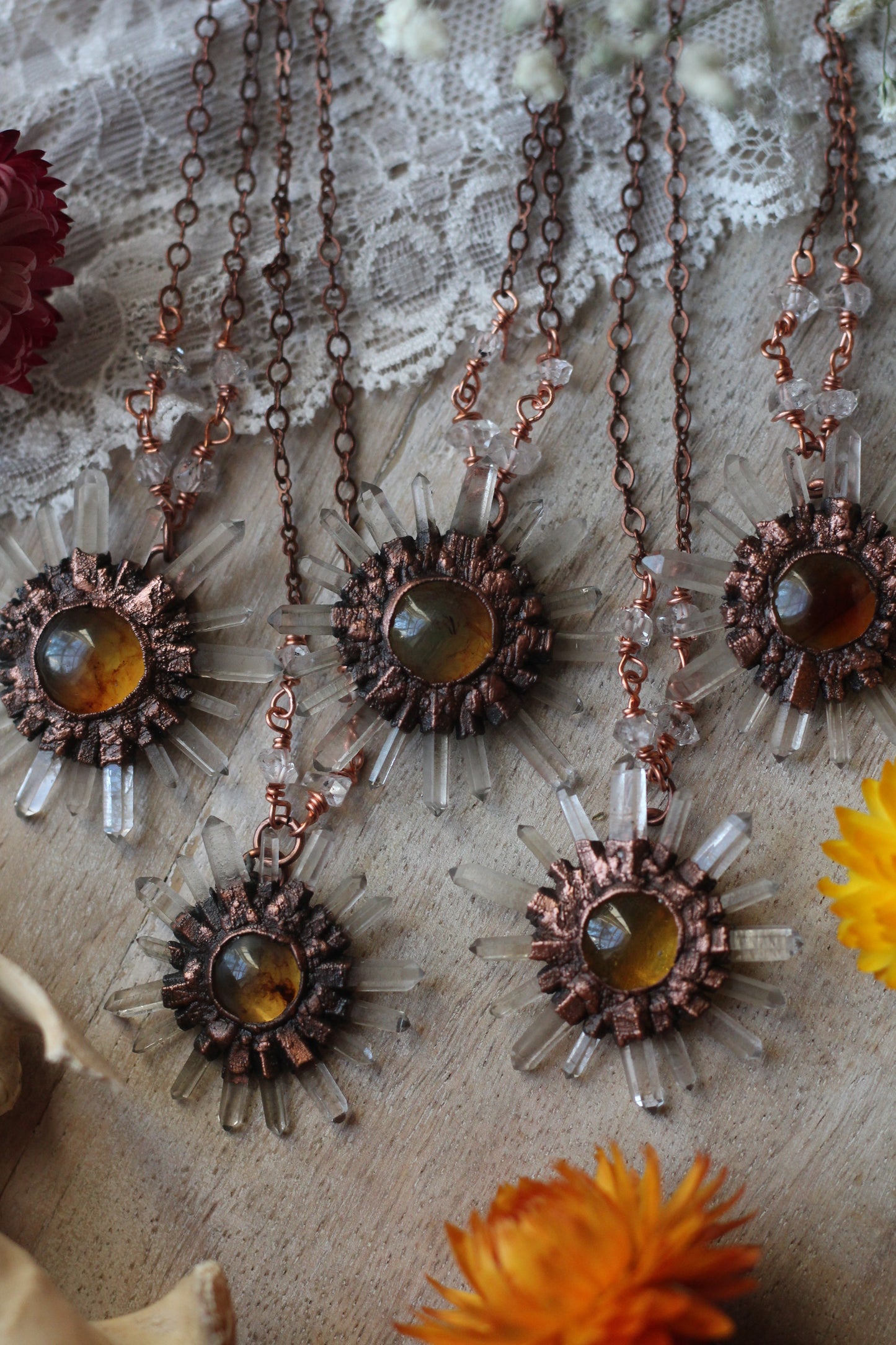 MADE TO ORDER: Mini Amber Sun Choker Copper Necklace