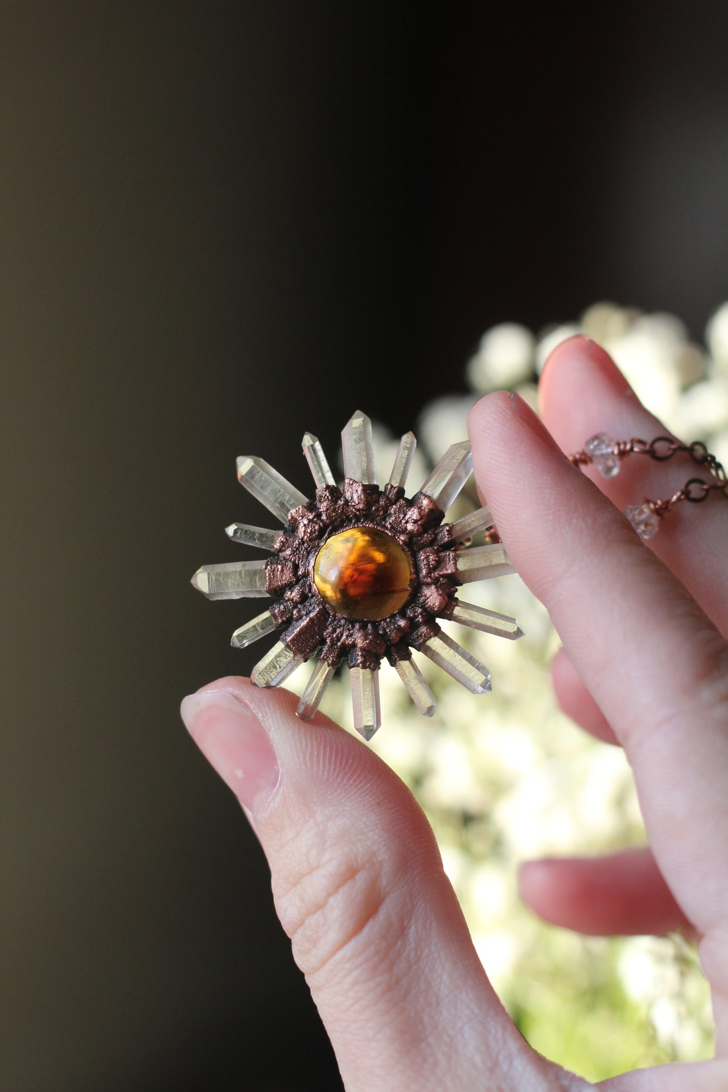 MADE TO ORDER: Mini Amber Sun Choker Copper Necklace