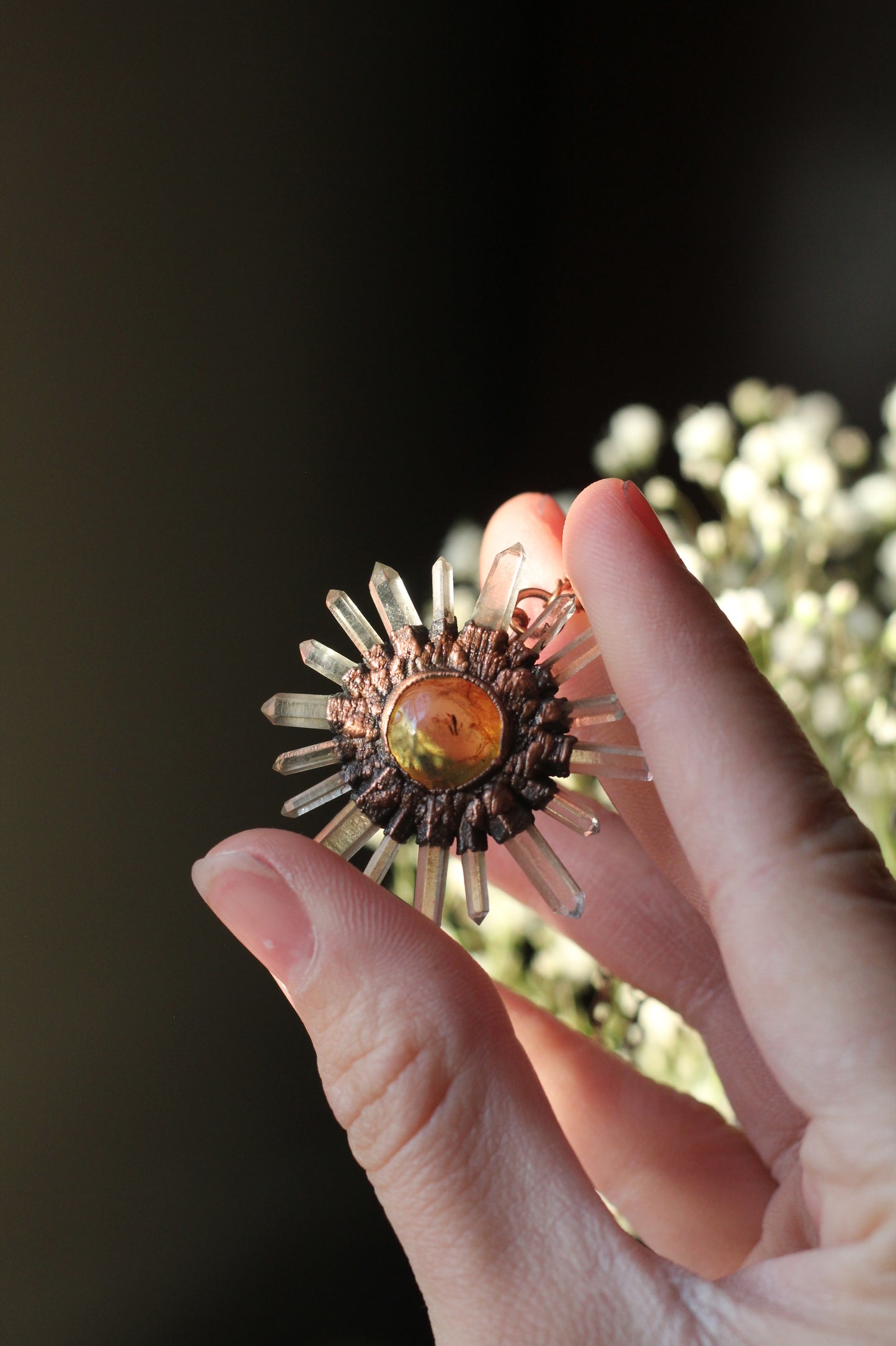 MADE TO ORDER: Mini Amber Sun Choker Copper Necklace