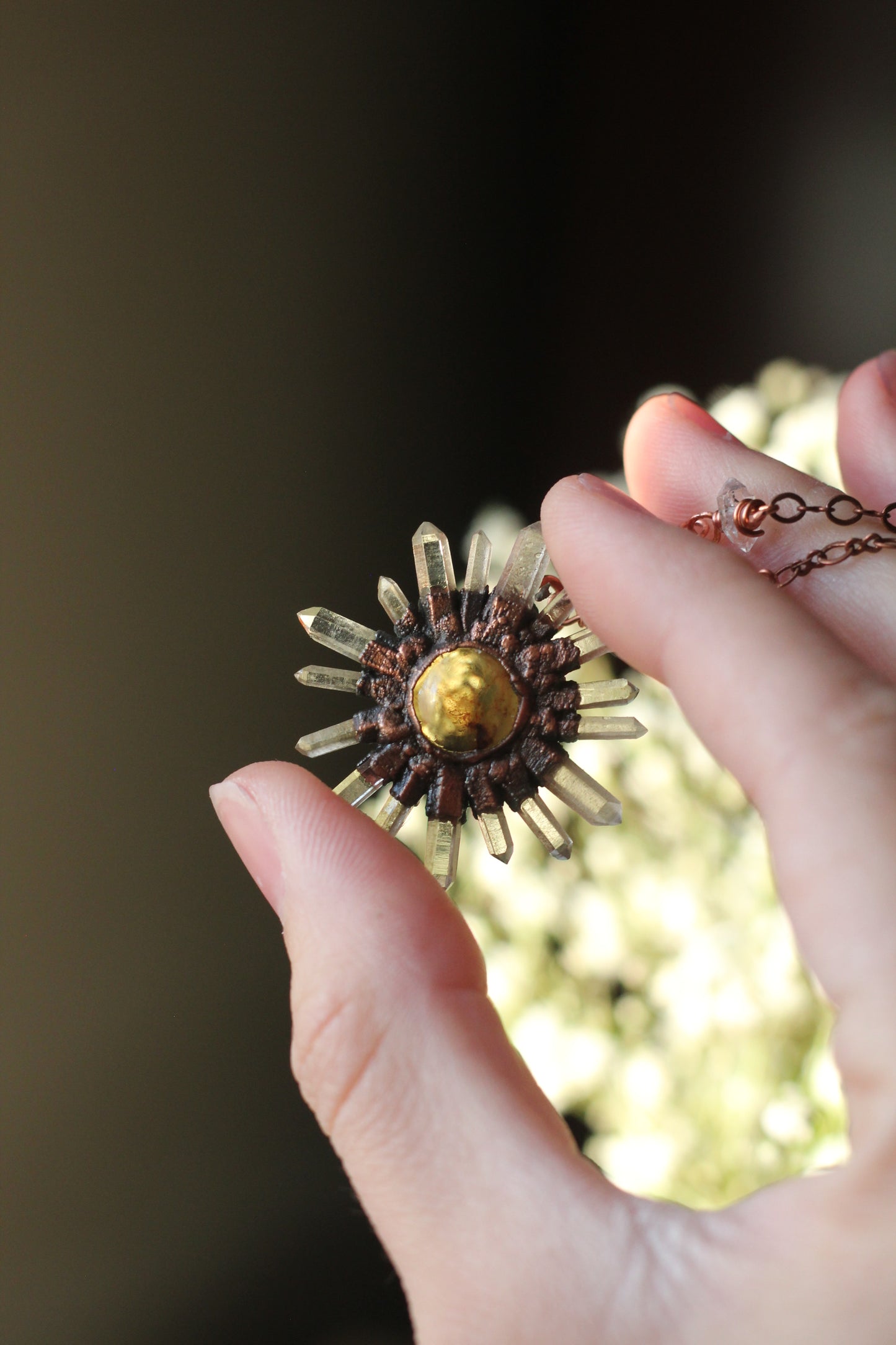 MADE TO ORDER: Mini Amber Sun Choker Copper Necklace