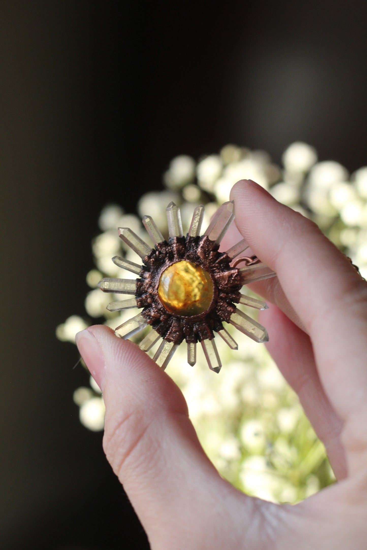 MADE TO ORDER: Mini Amber Sun Choker Copper Necklace