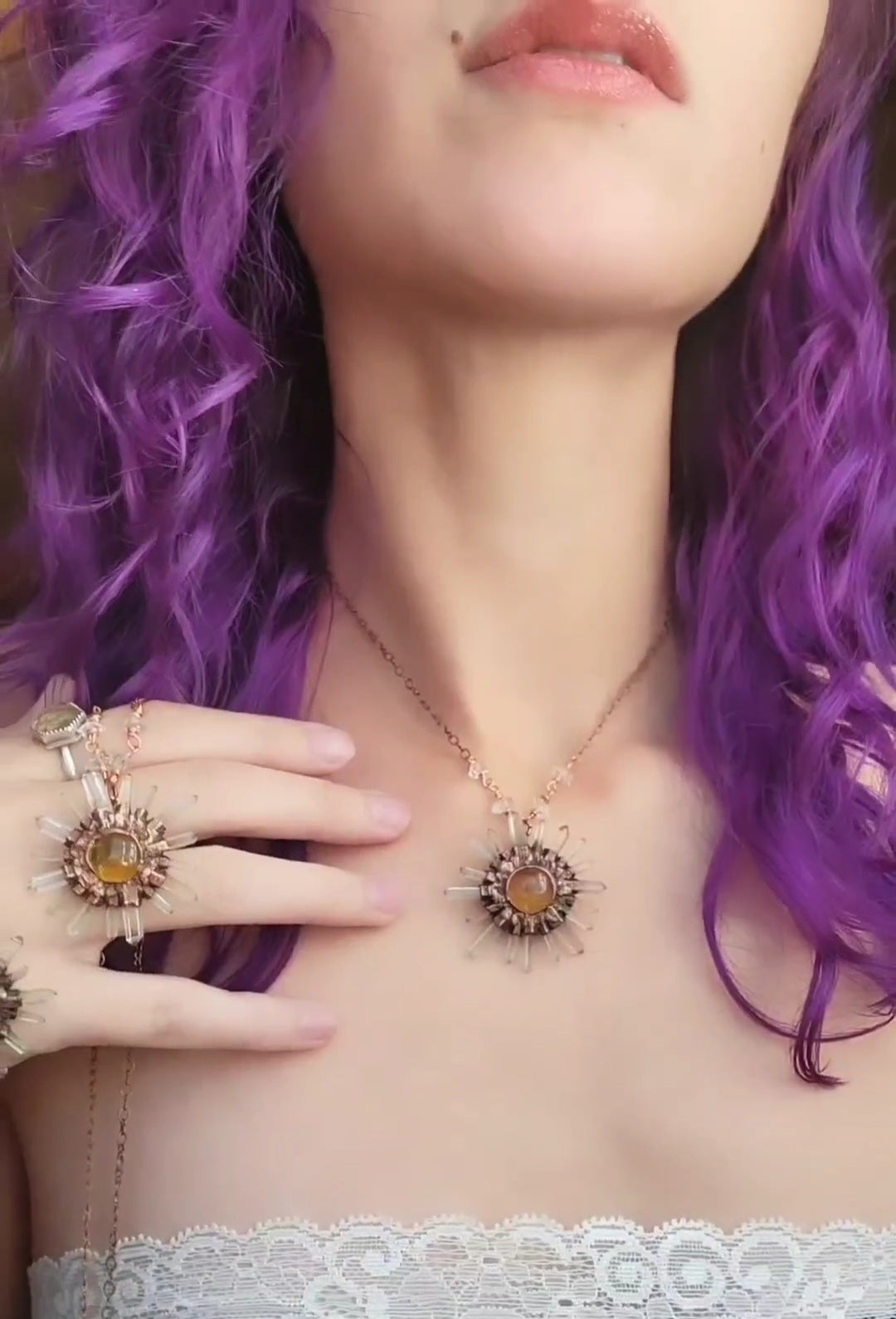 MADE TO ORDER: Mini Amber Sun Choker Copper Necklace