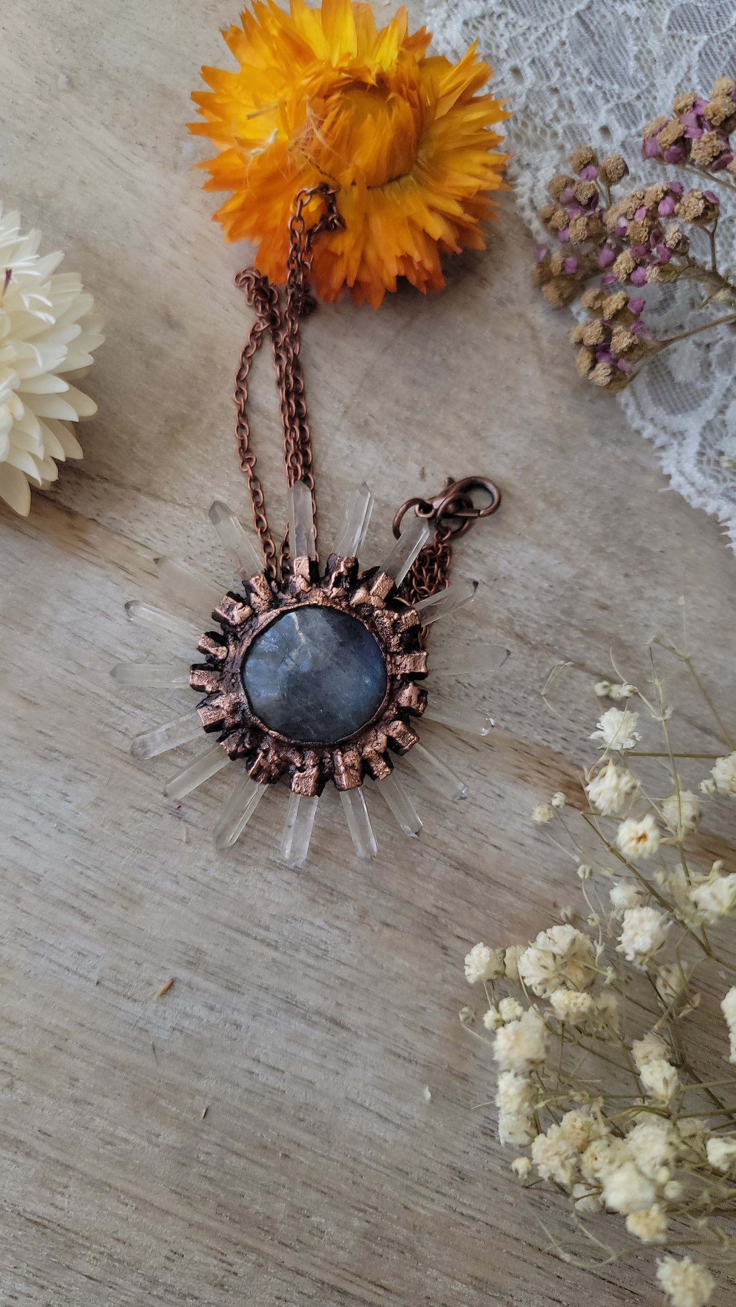 Labradorite Copper Sun Necklace
