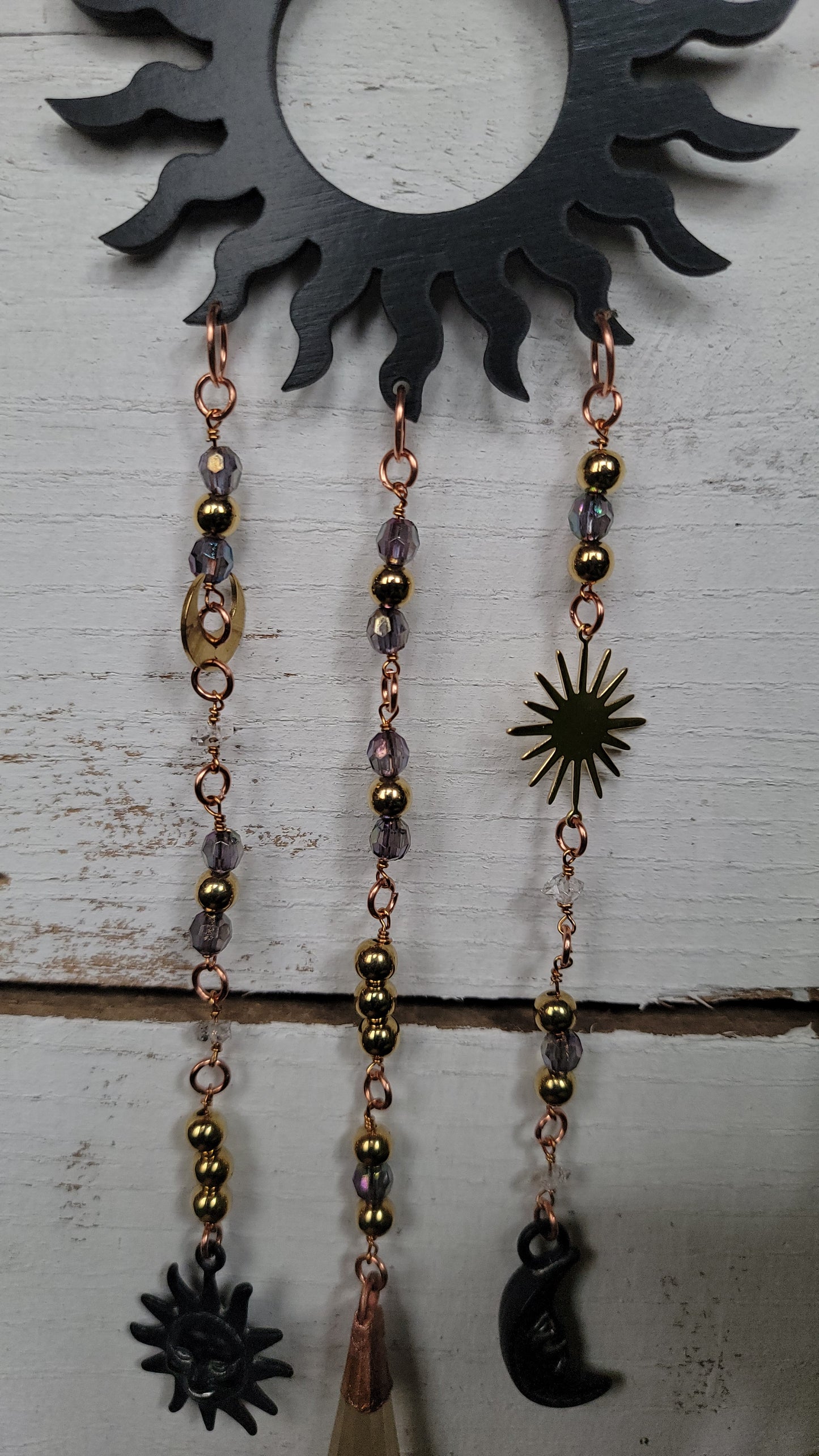 Sun Ray Wall Hanging with Rutile and Celestial Beads