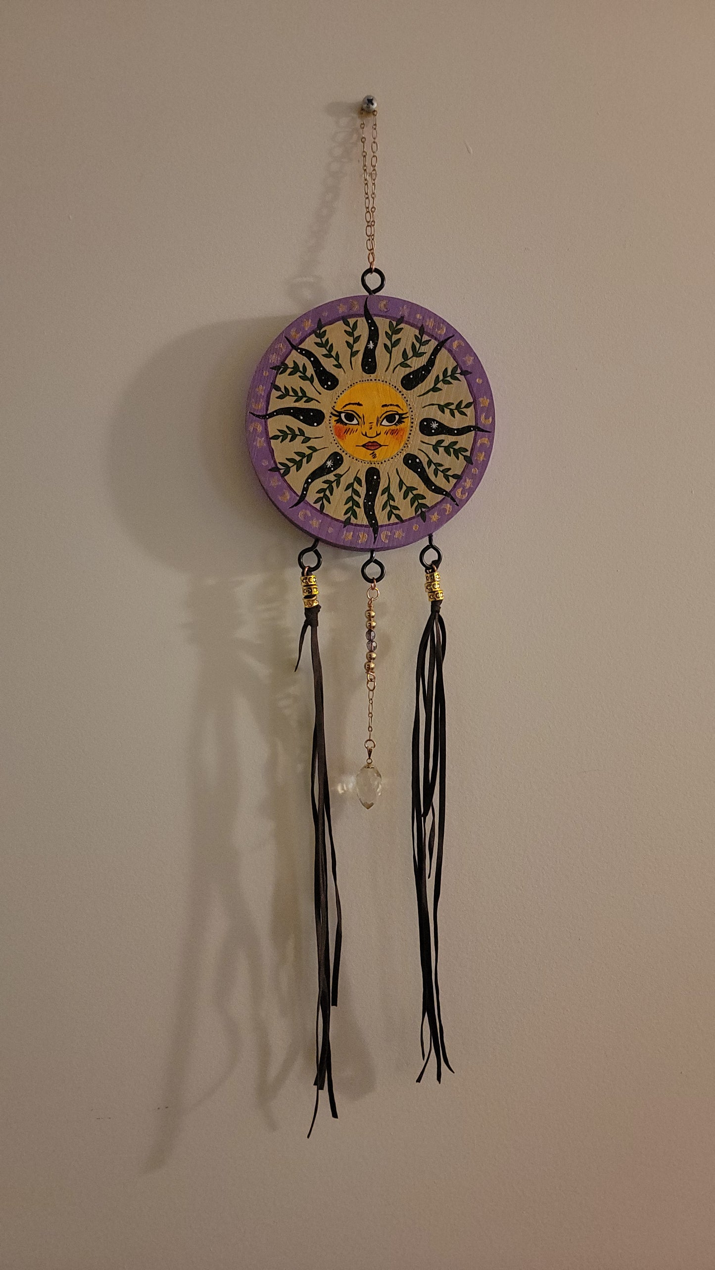 Hand Painted Sun with Citrine Wall Hanging