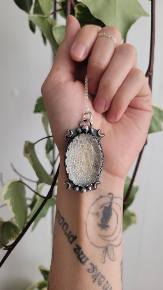 Rebirth:  Snake Shed Sterling Silver Quartz Pendant