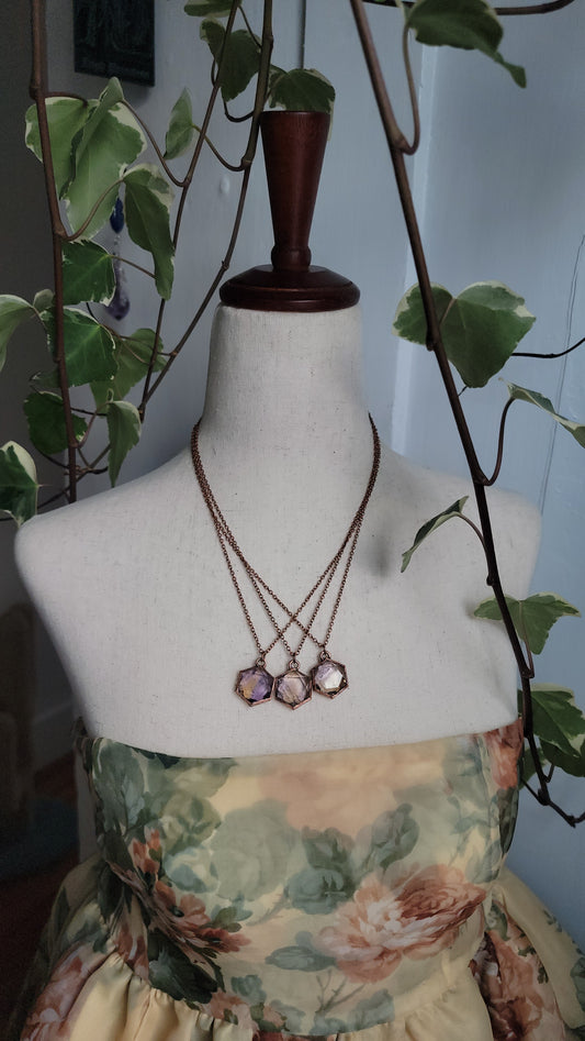 Venus Grunge: Ametrine Hexagon Copper Necklace