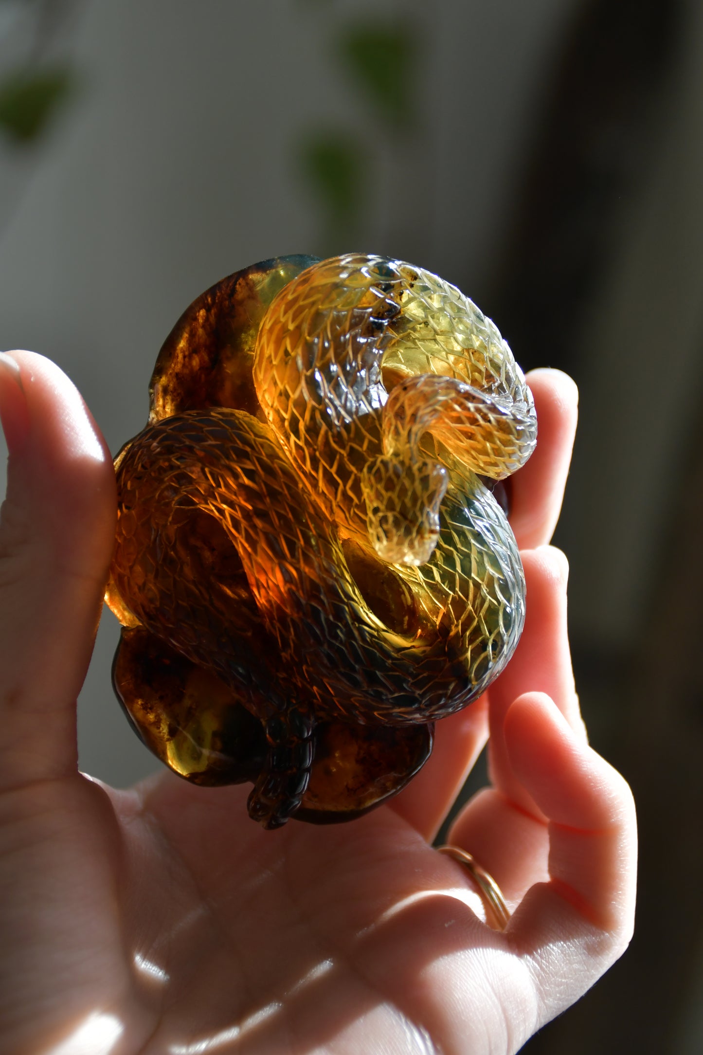 Carved Chiapas Amber Rattlesnake