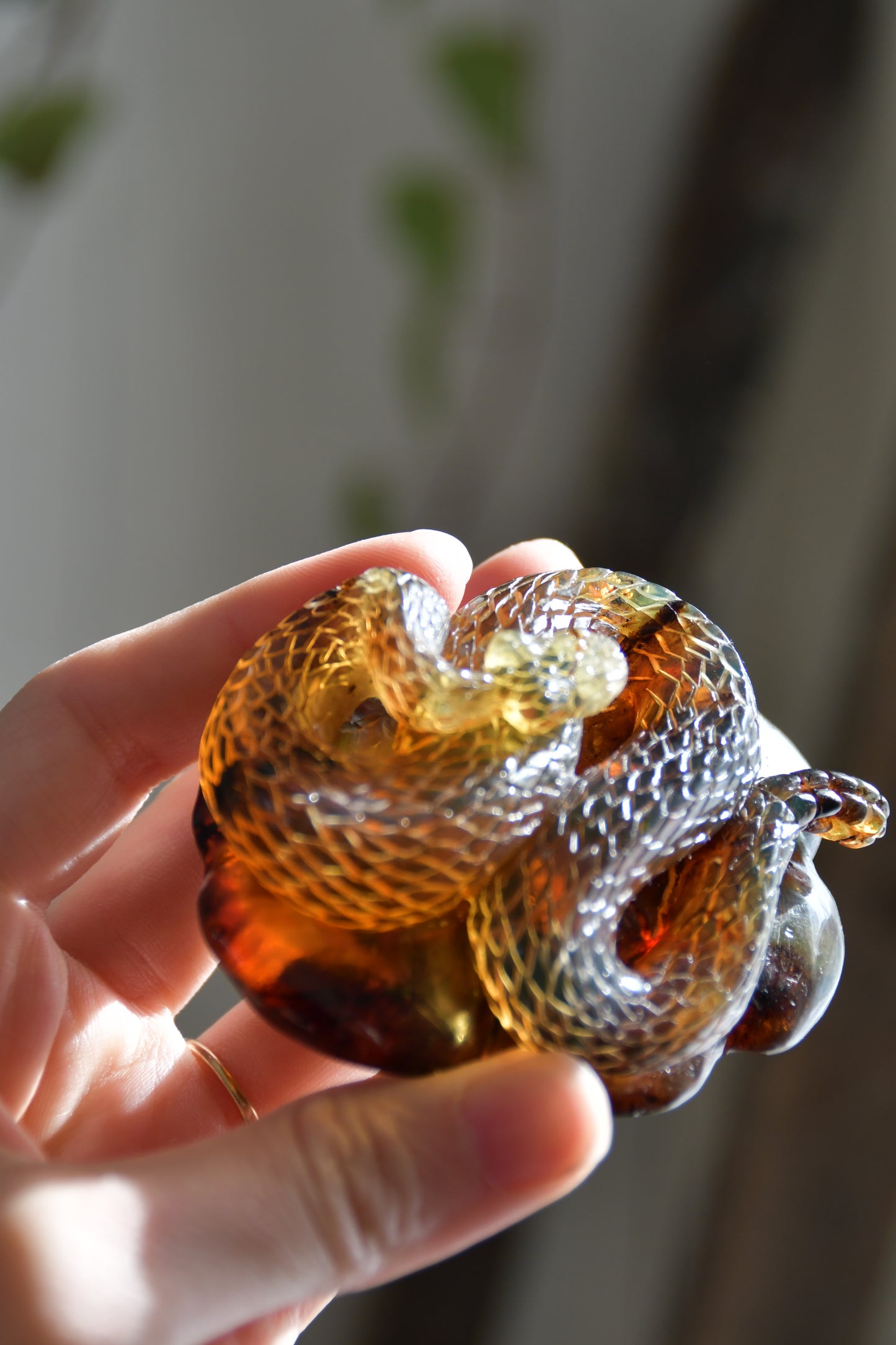 Carved Chiapas Amber Rattlesnake