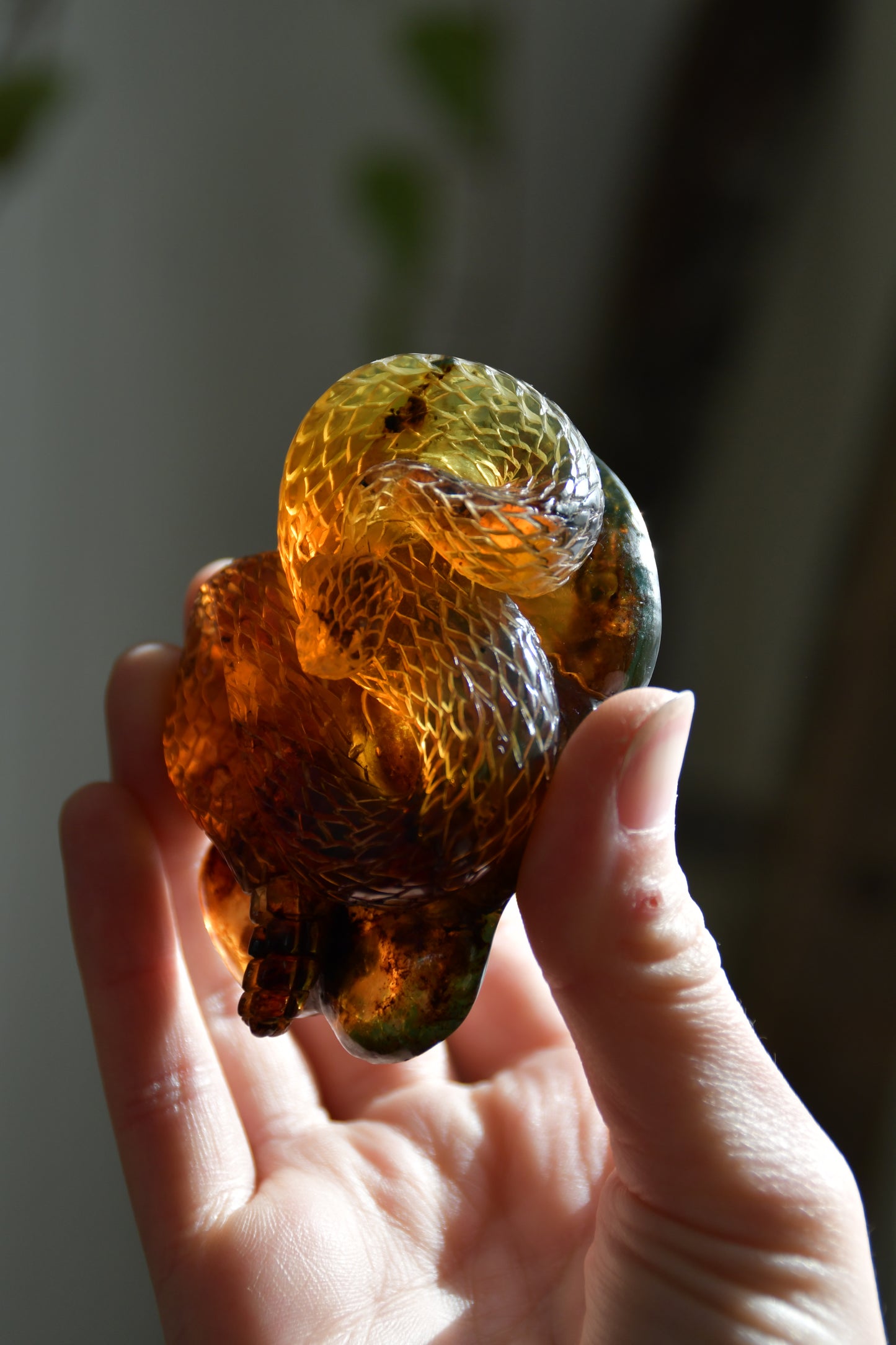 Carved Chiapas Amber Rattlesnake