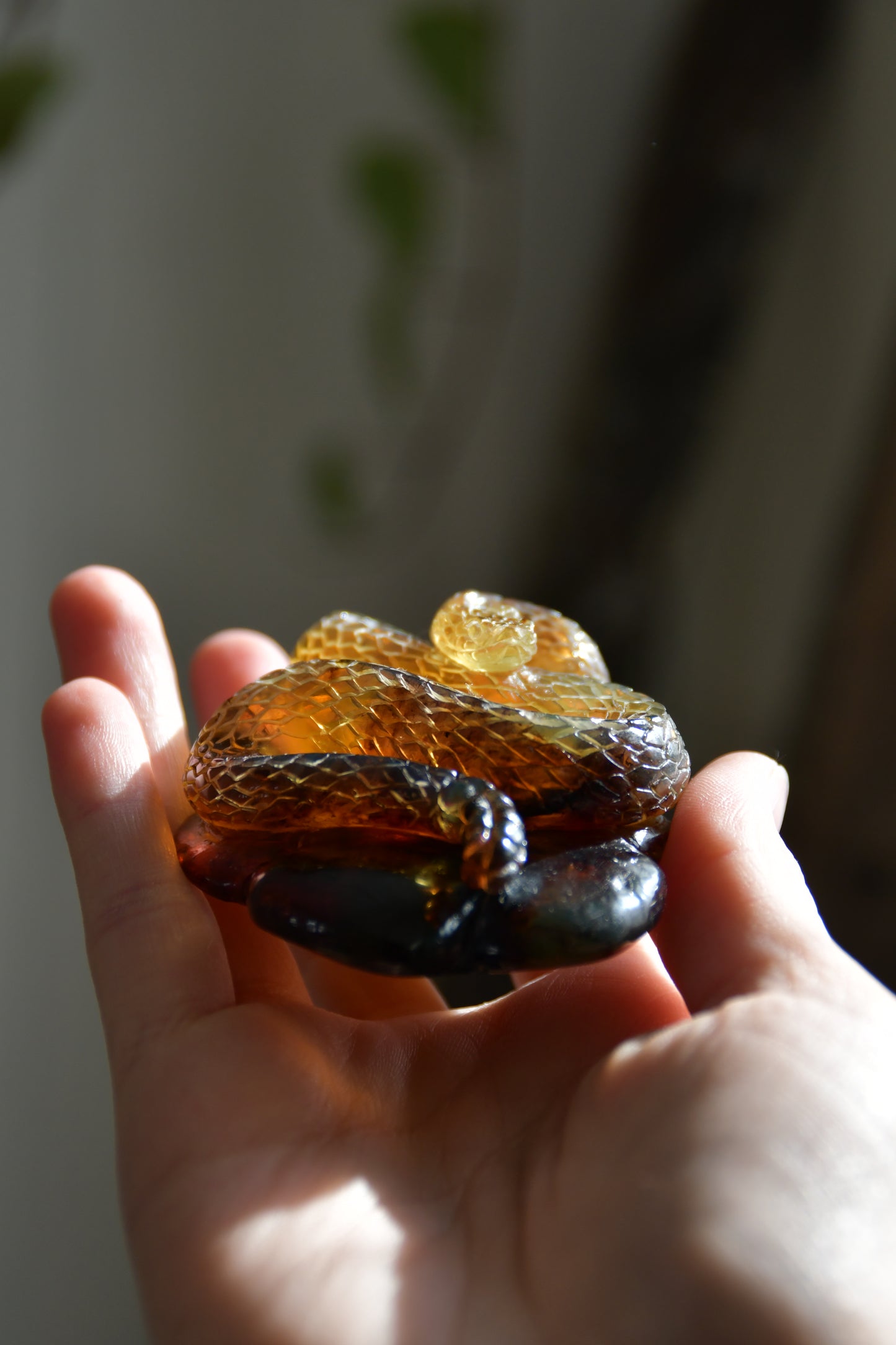 Carved Chiapas Amber Rattlesnake