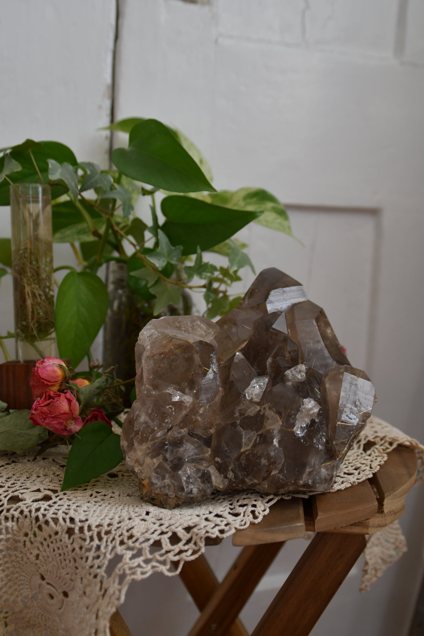 Large Statement Smokey Rutilated Quartz Cluster