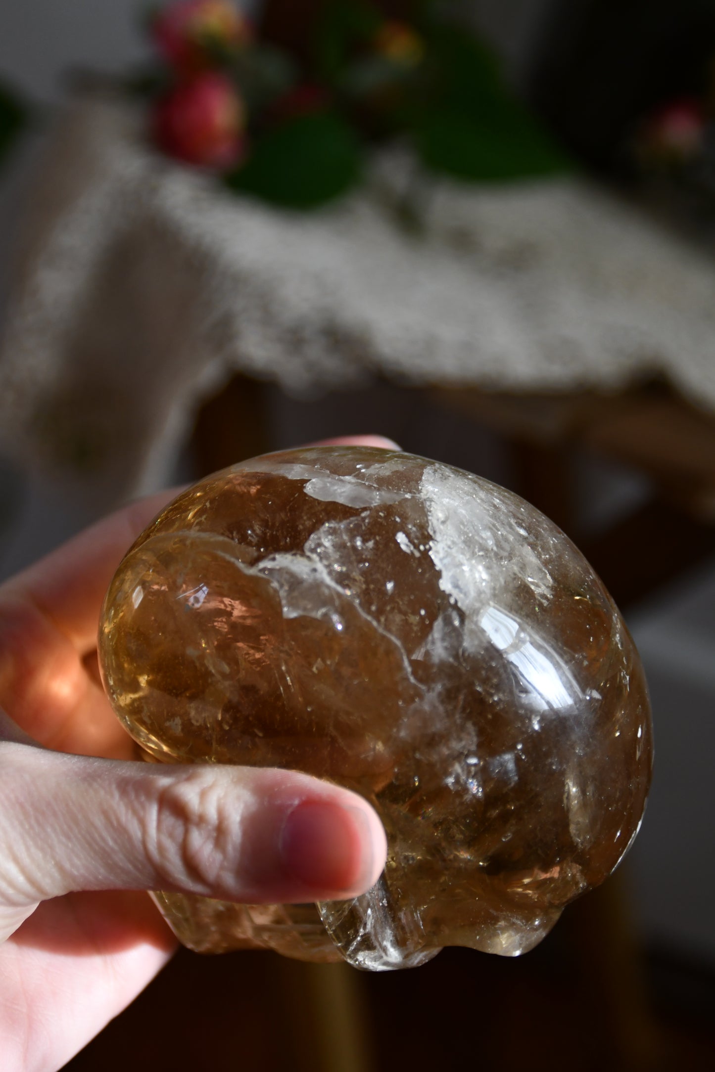 Natural Citrine Carved Skull