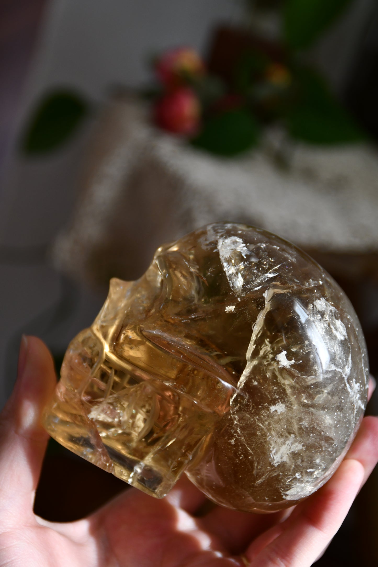 Natural Citrine Carved Skull