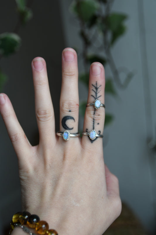 Simple Australian Opal Sterling Silver Ring