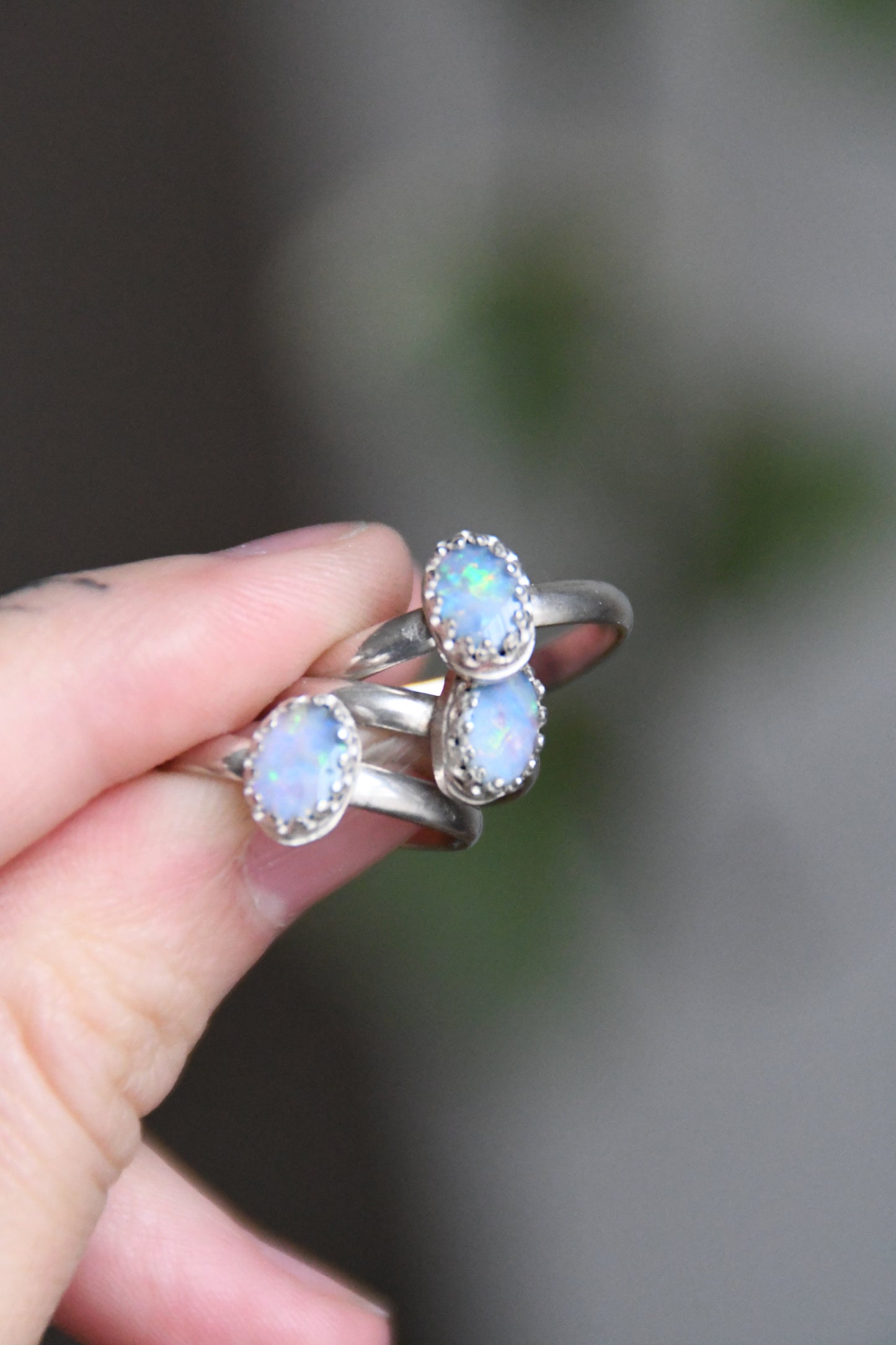 Simple Australian Opal Sterling Silver Ring