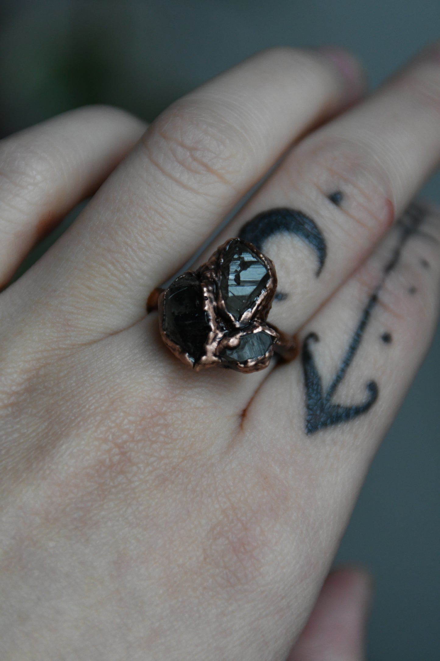 Smokey Pakimer Copper Ring Size 9 1/4