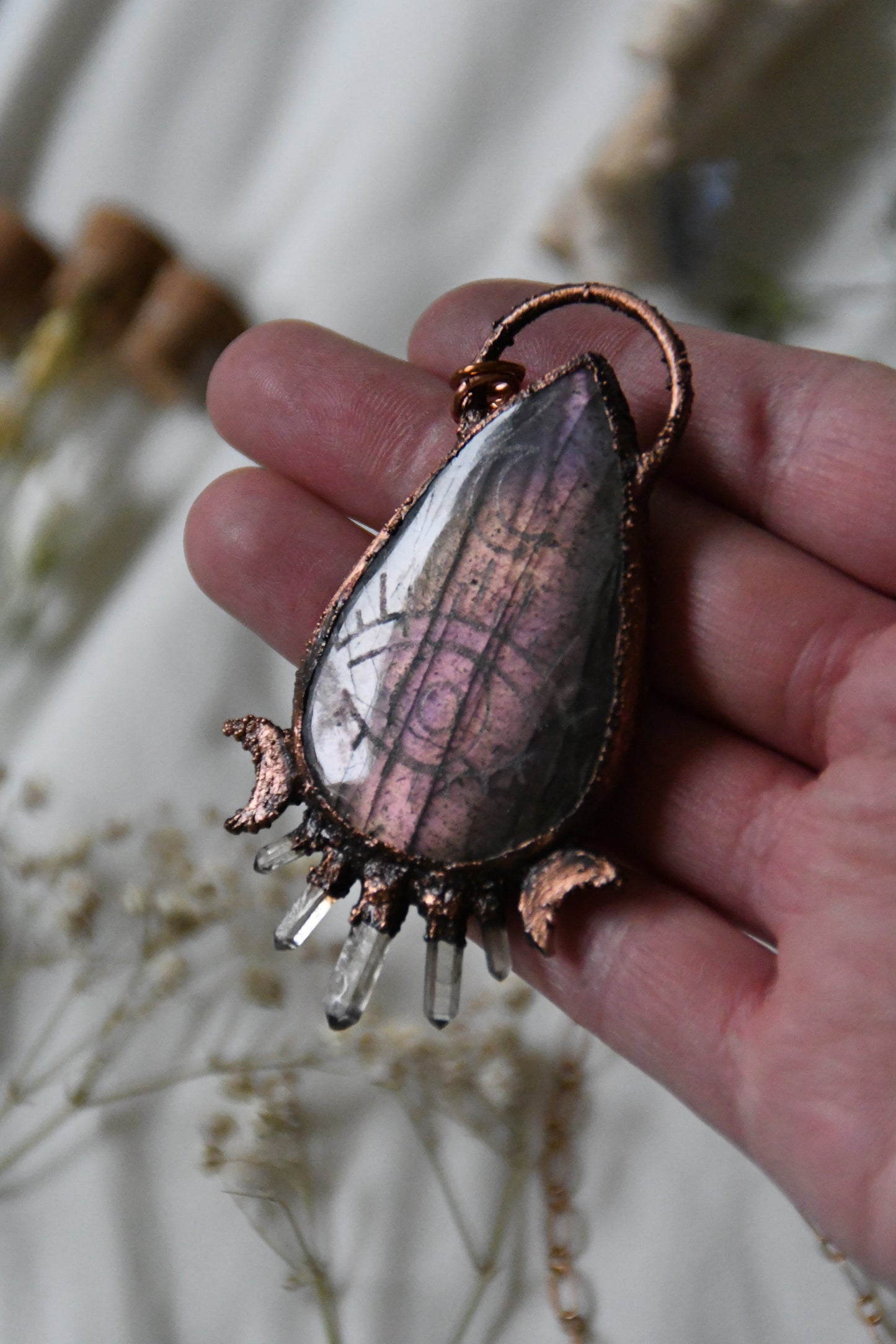 Protective Eye Engraved Labradorite pendant