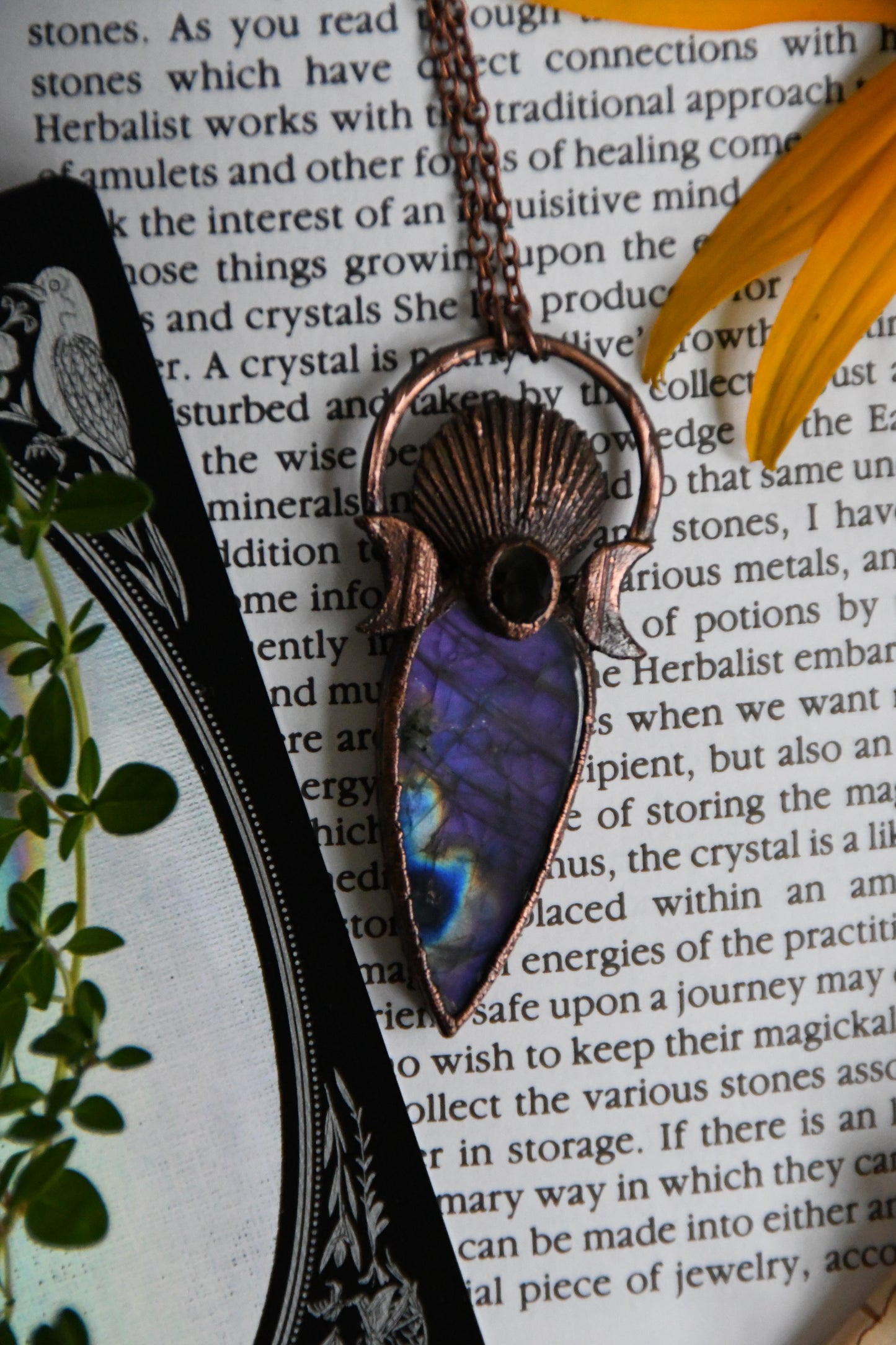 Relics: The Love of Magic Labradorite and Smokey Quartz Copper Necklace.