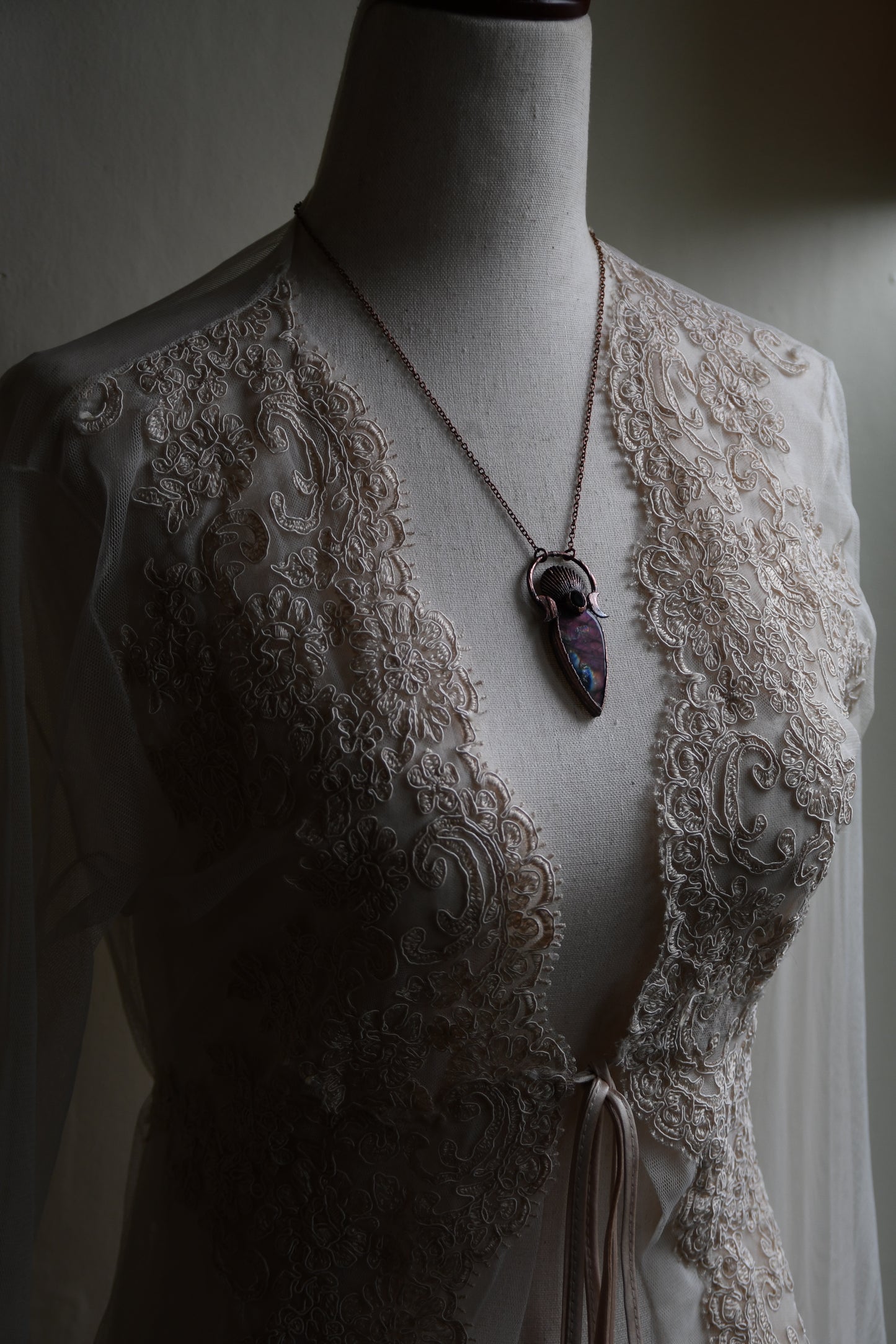 Relics: The Love of Magic Labradorite and Smokey Quartz Copper Necklace.