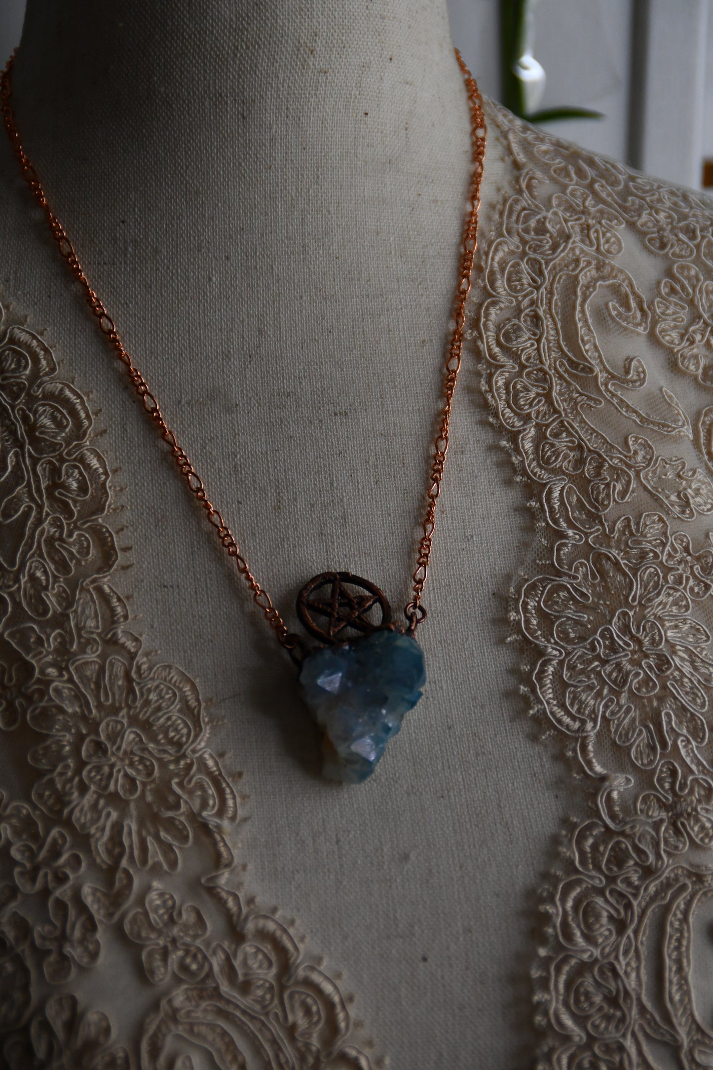 Ritual: Aqua Aura Pentacle Copper Pendant