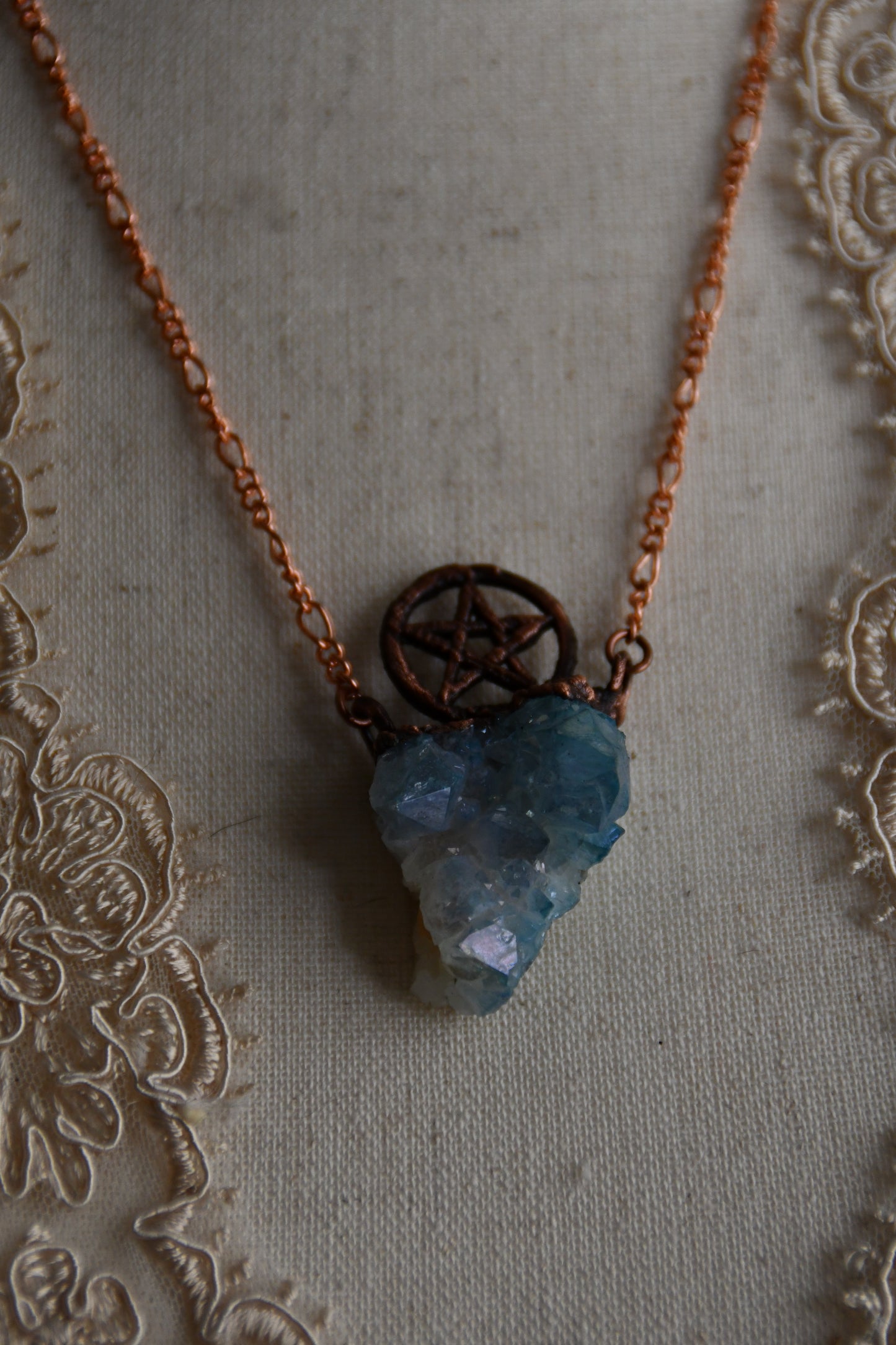 Ritual: Aqua Aura Pentacle Copper Pendant