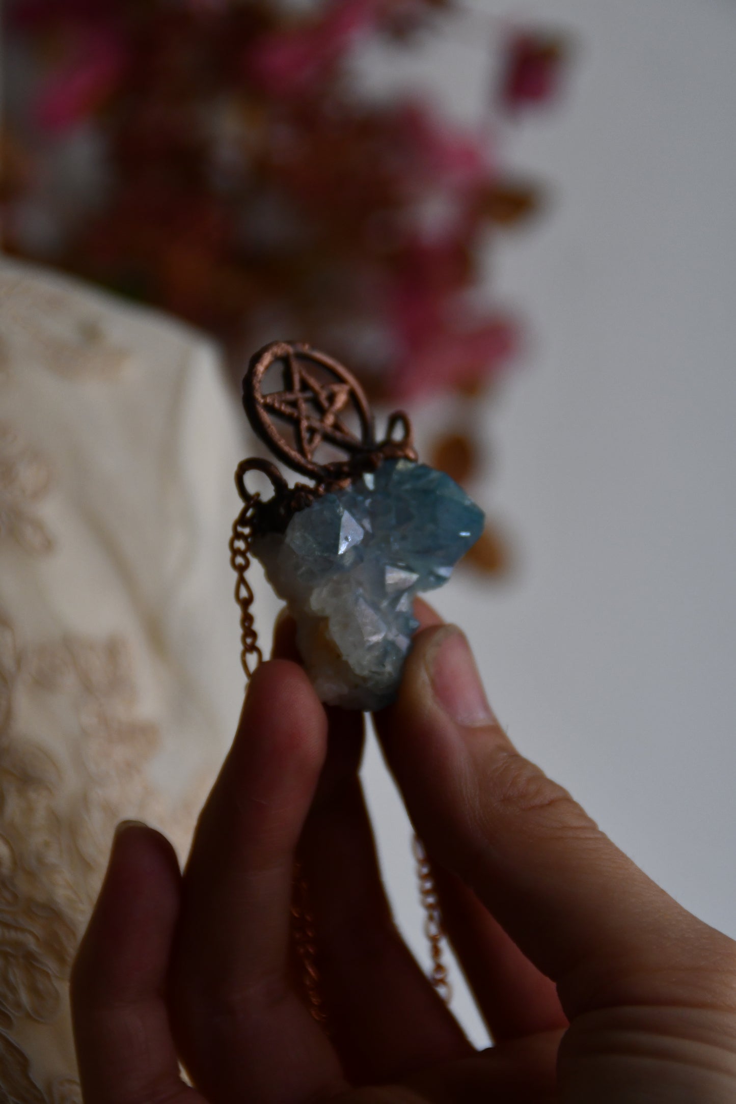 Ritual: Aqua Aura Pentacle Copper Pendant