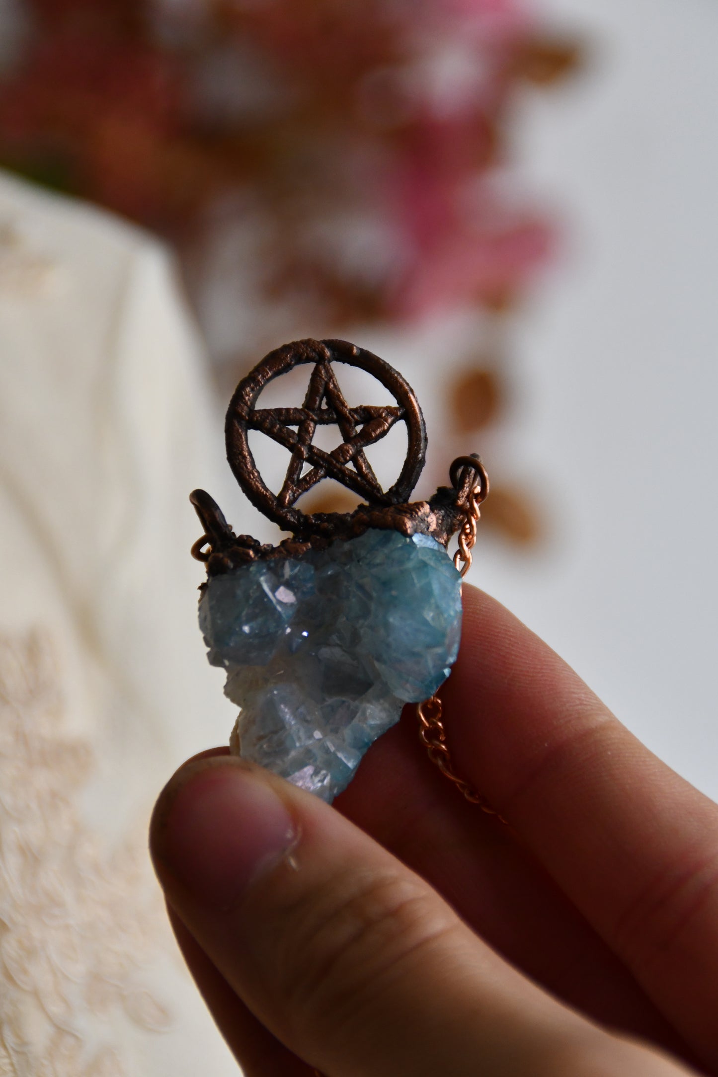 Ritual: Aqua Aura Pentacle Copper Pendant