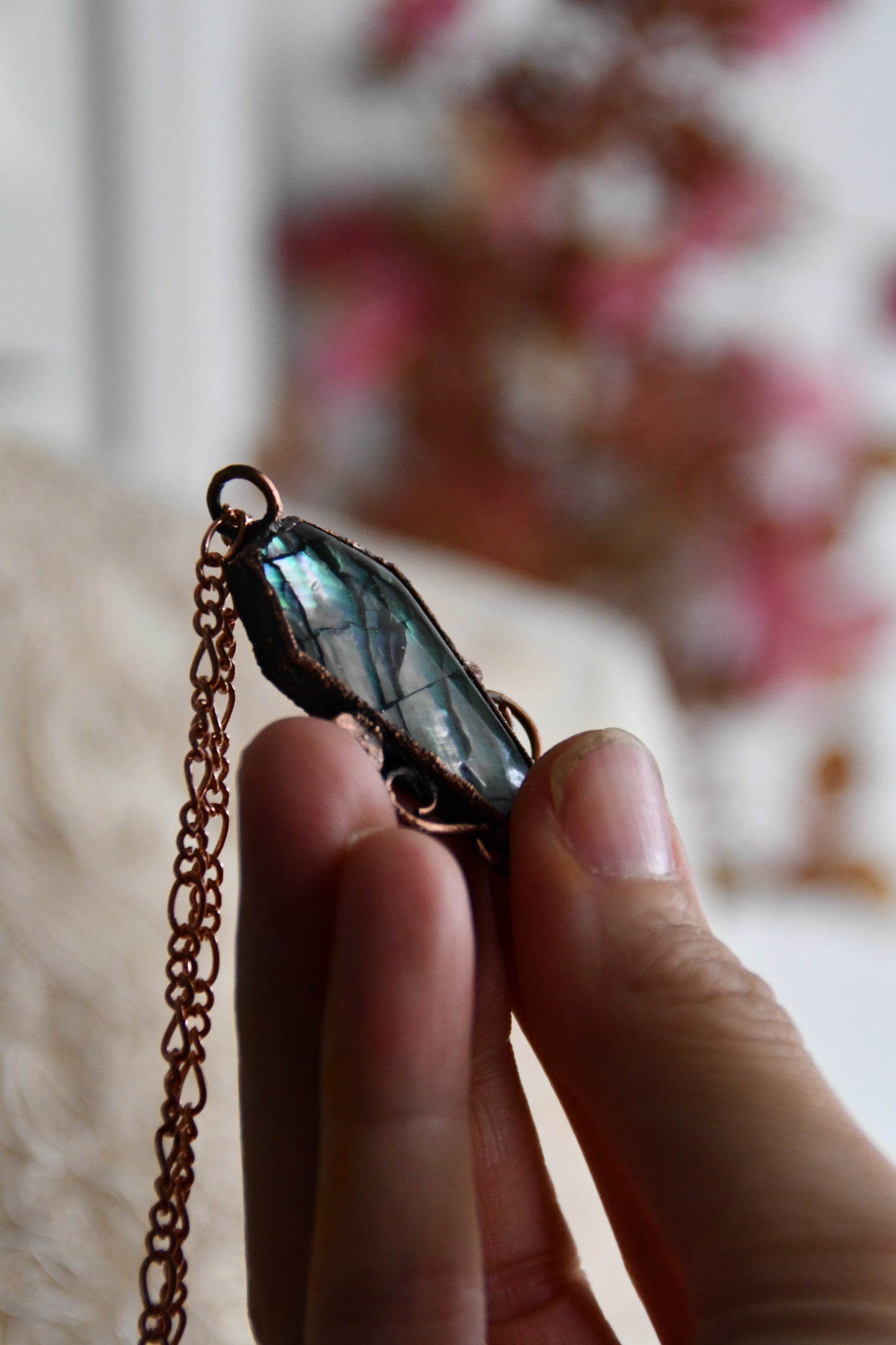 Ritual: Abalone Shell Coffin with Smokey Quartz Copper Pendant