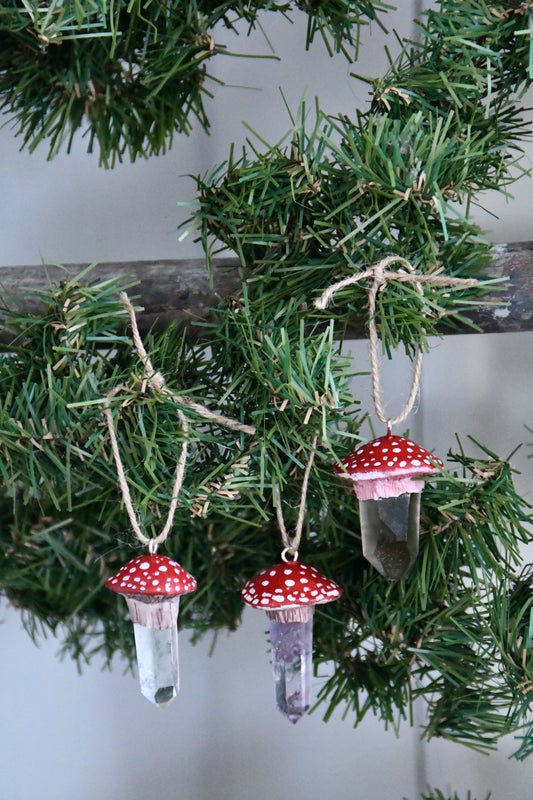 Crystal Mushroom Ornaments