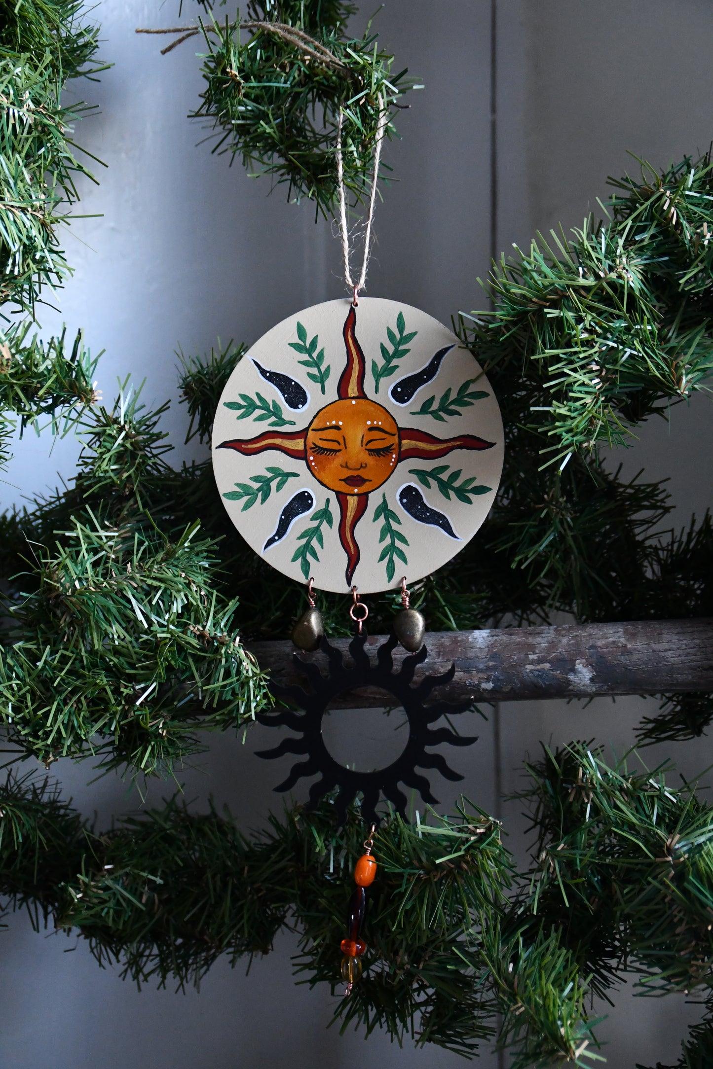 The Peaceful Sun Hand painted Ornament