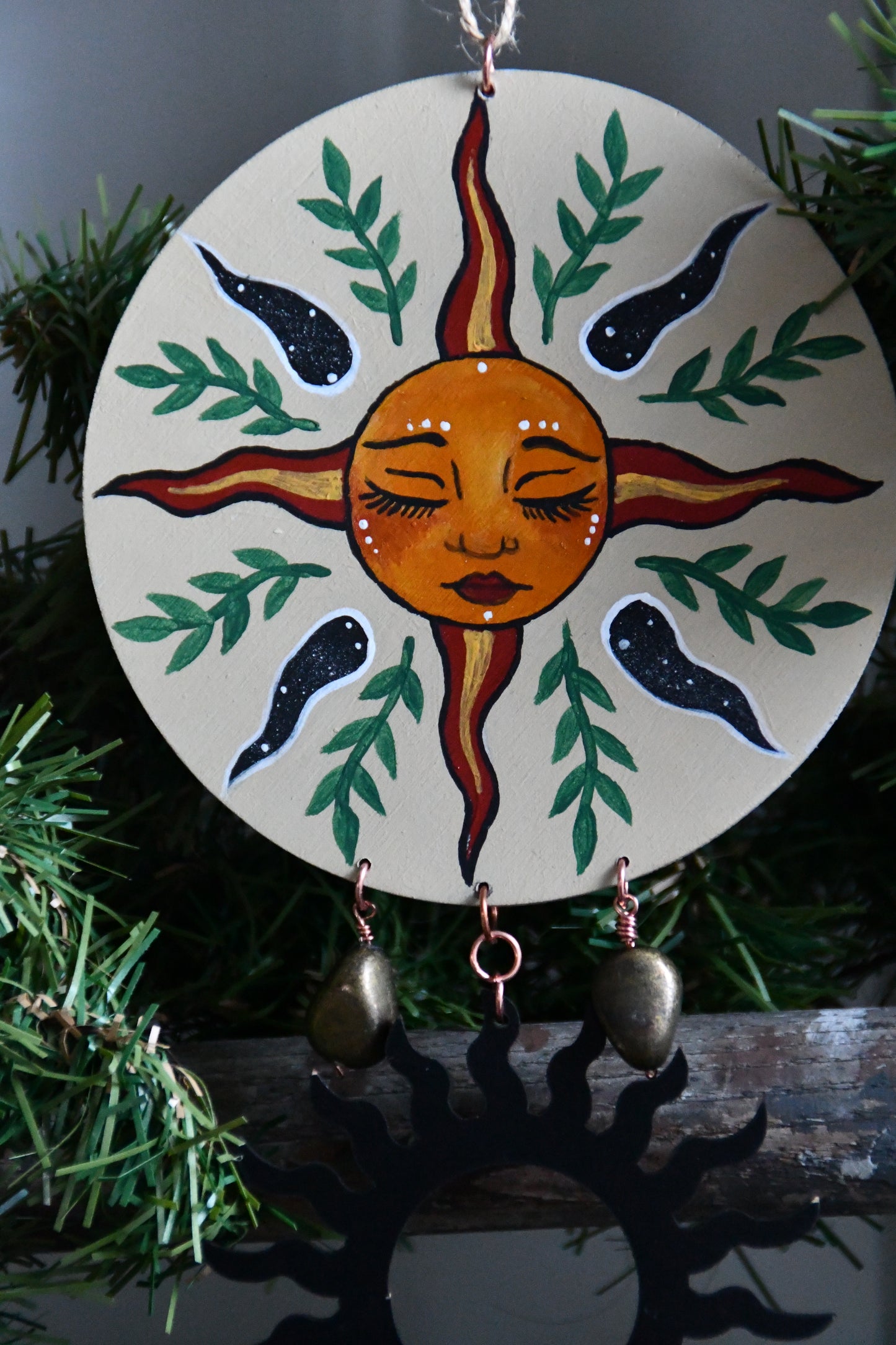 The Peaceful Sun Hand painted Ornament