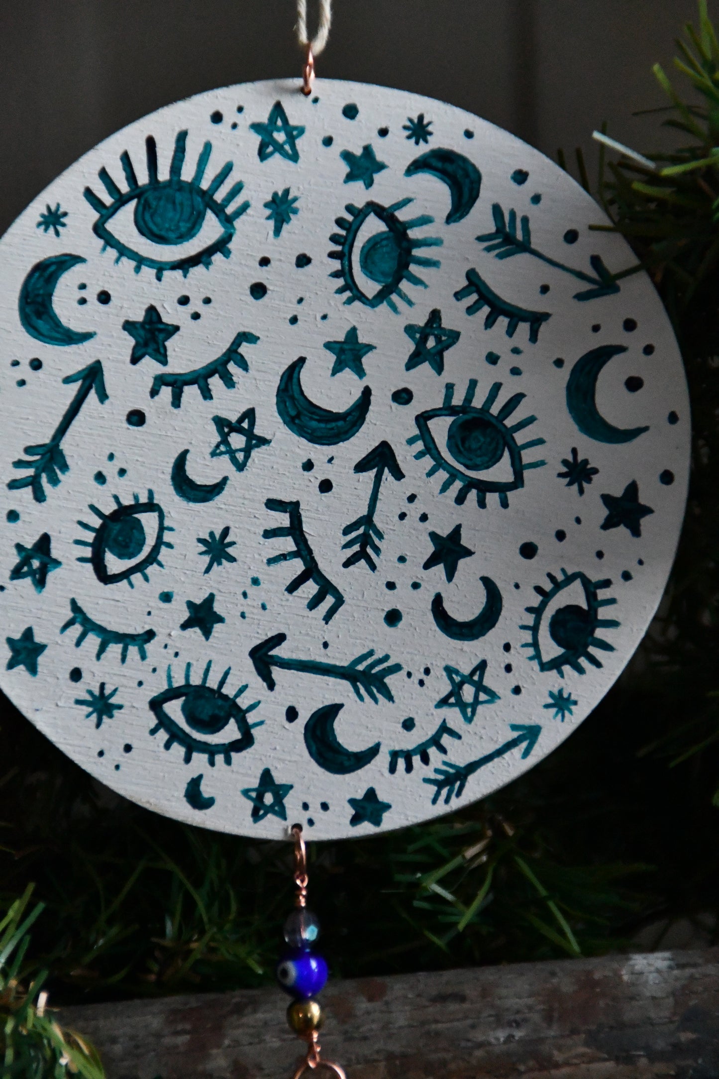 Protective Eye Collage Hand Painted Ornament