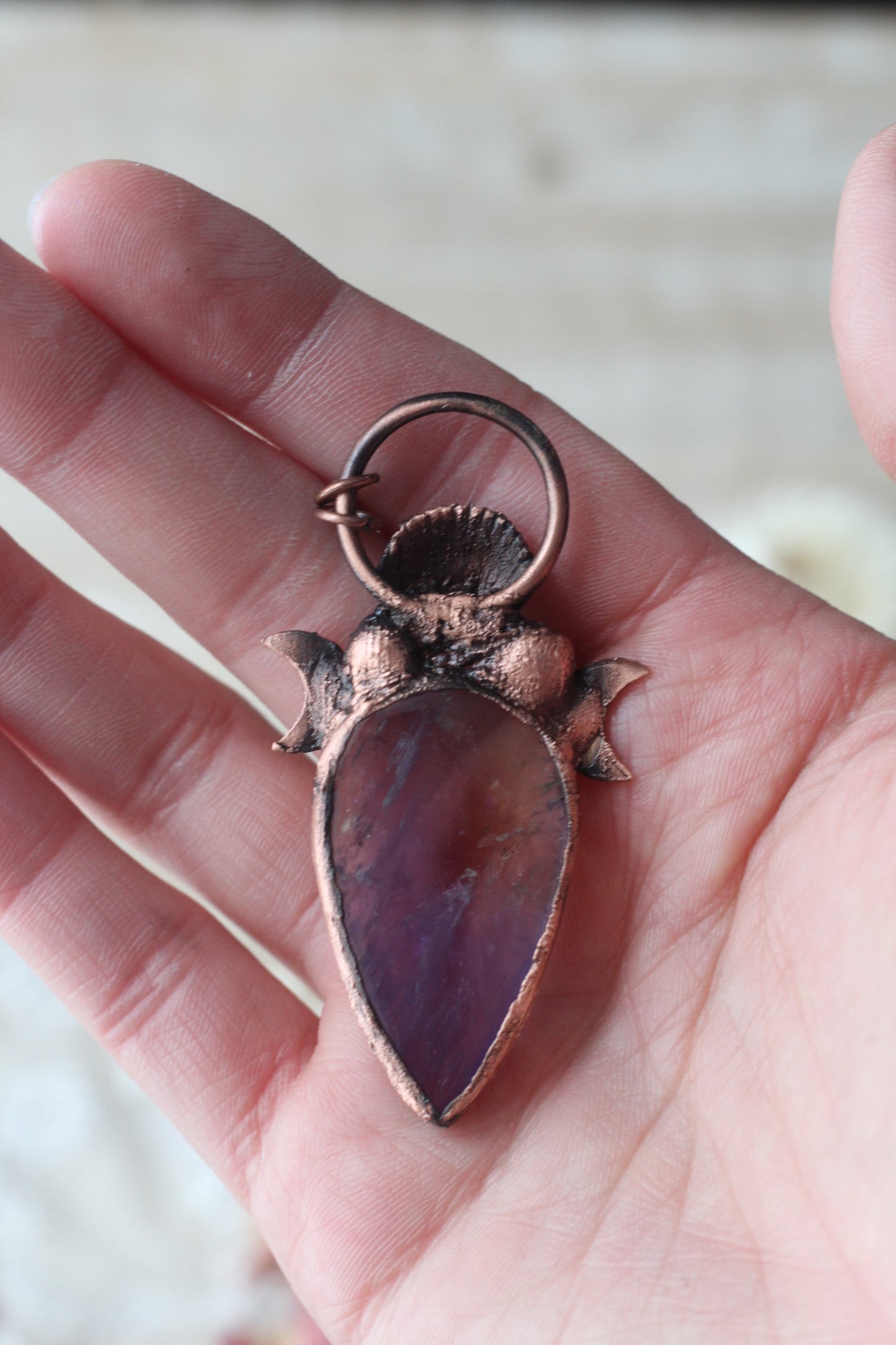 Aphrodite: Ametrine with Pearl and Real Shell Copper Pendant