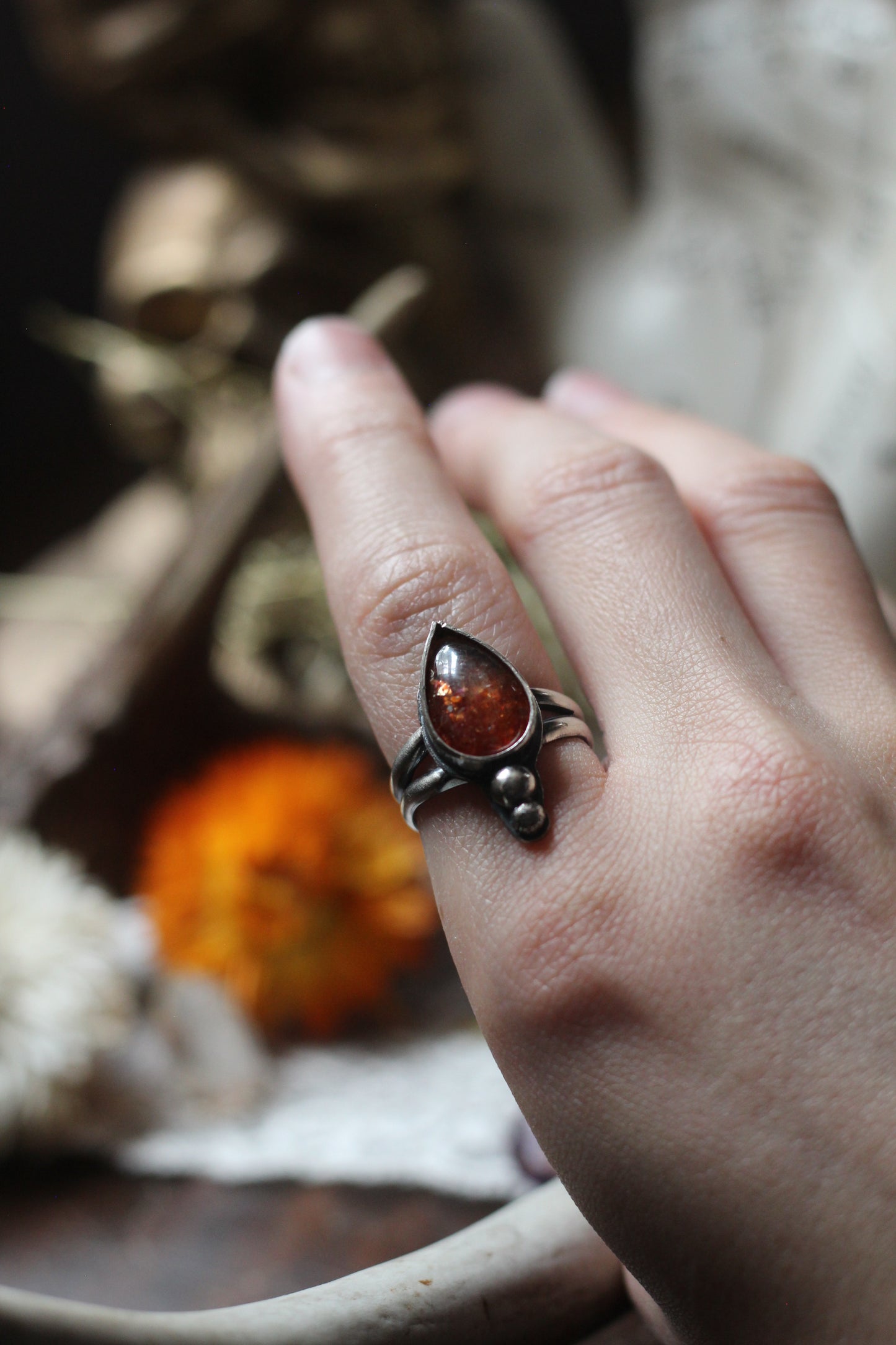 Perfectly Imperfect Sunstone Sterling Silver Ring Size 7.5