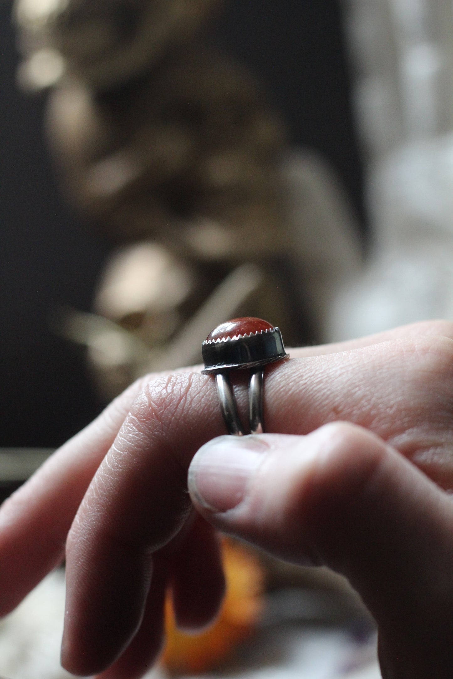 Perfectly Imperfect Sunstone Sterling Silver Ring Size 9