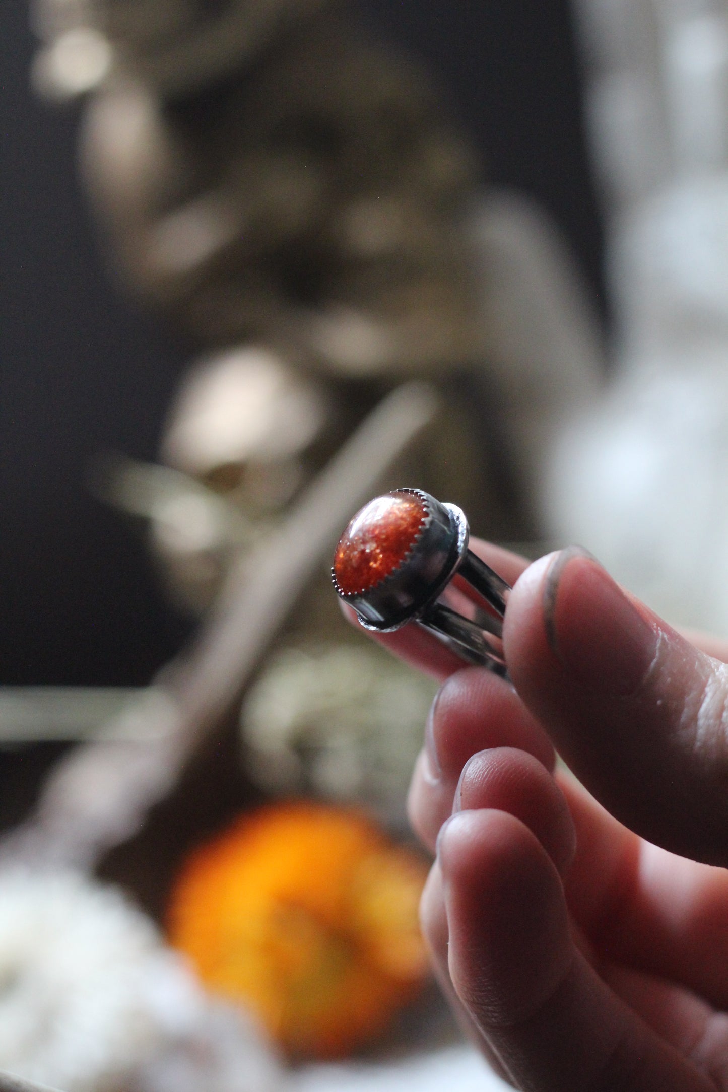 Perfectly Imperfect Sunstone Sterling Silver Ring Size 9