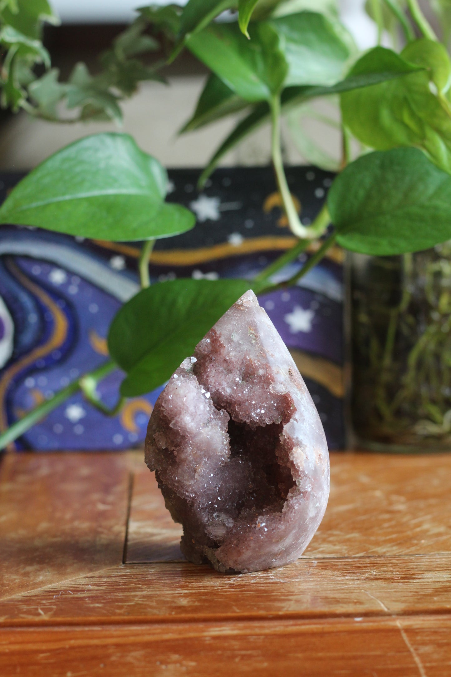 Flower Agate and Amethyst Semi Polished Flame