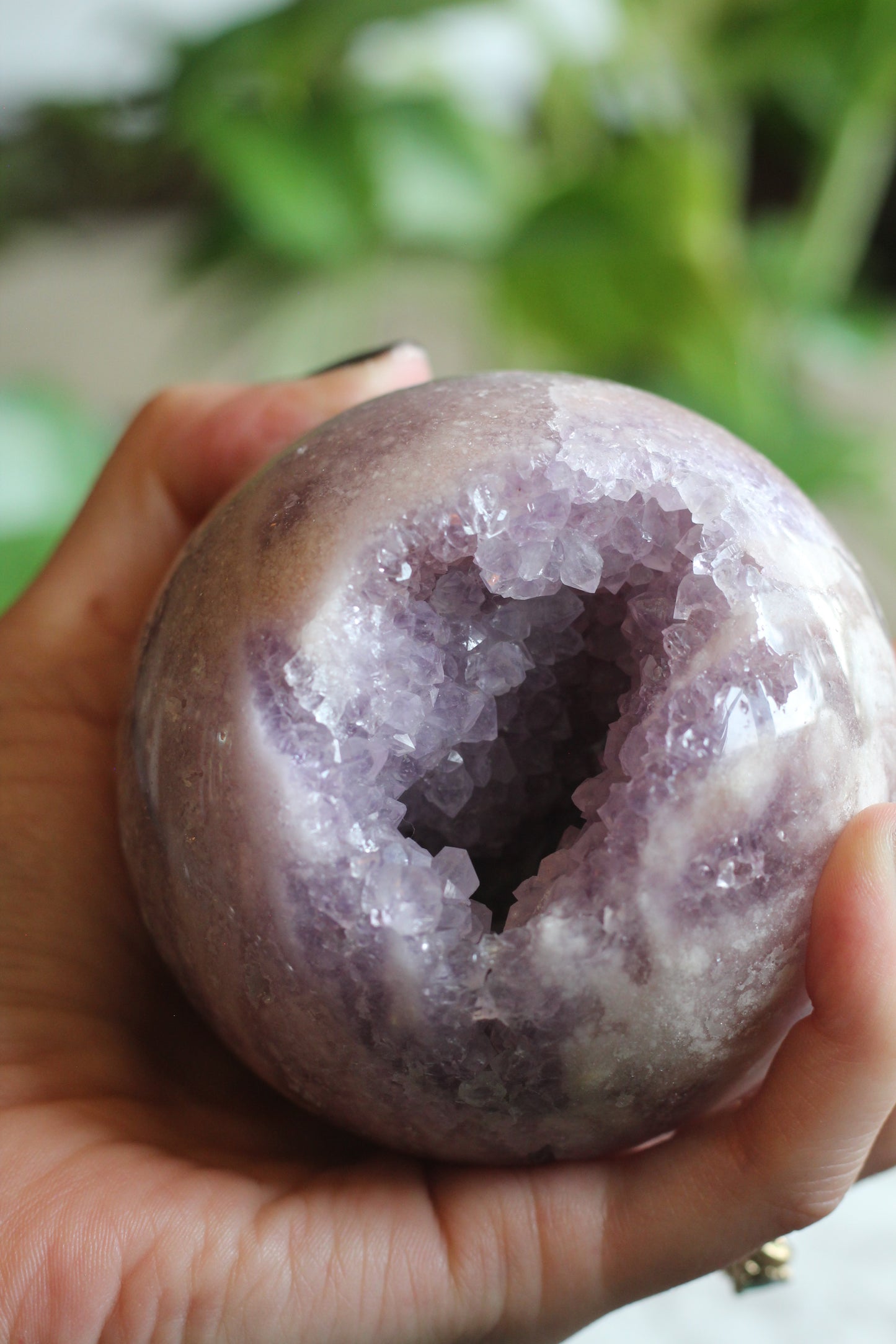 Flower Agate and Amethyst Sphere