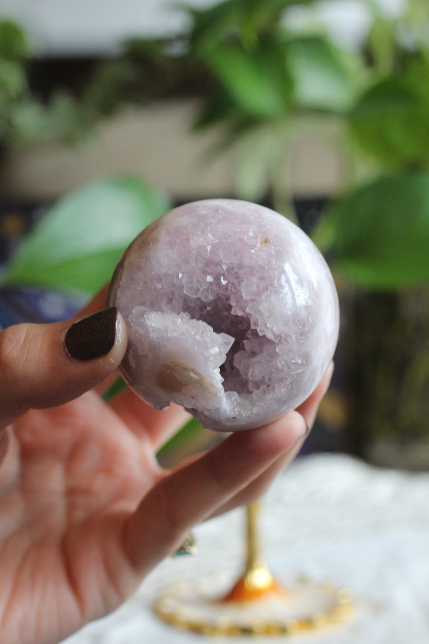 Flower Agate and Amethyst Sphere