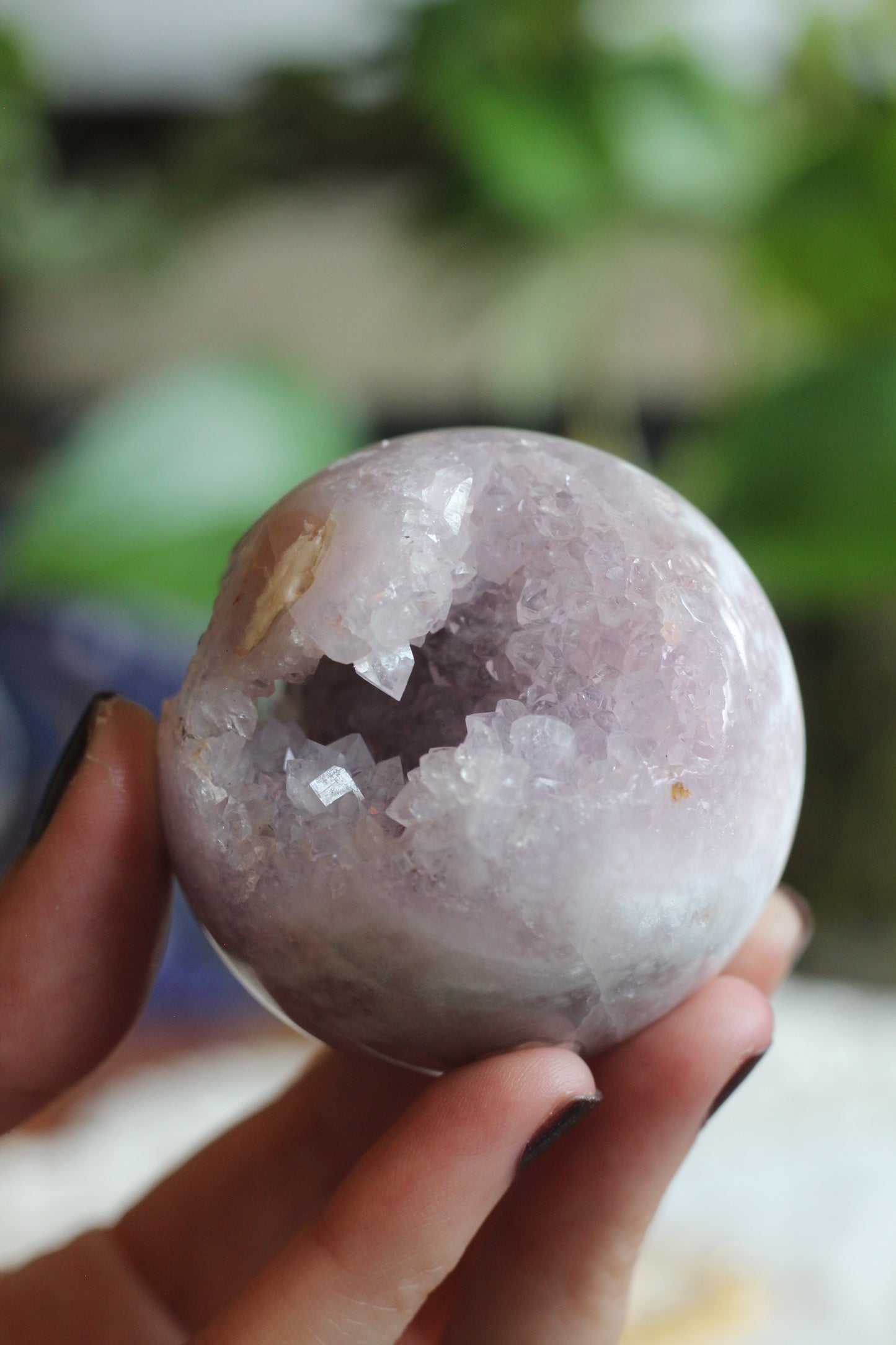 Flower Agate and Amethyst Sphere