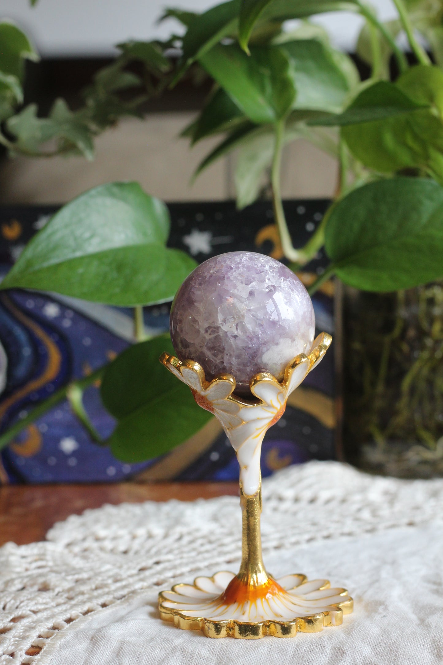 Flower Agate Amethyst Sphere