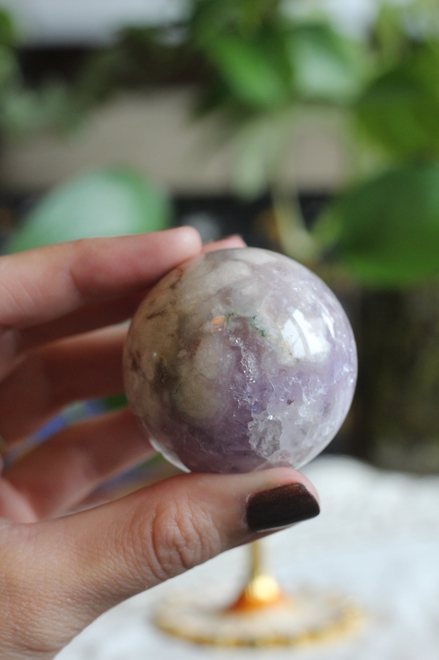 Flower Agate Amethyst Sphere